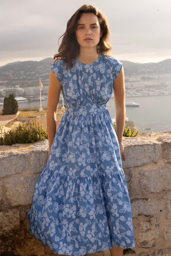 Cap Sleeve Midi- Pretoria Navy