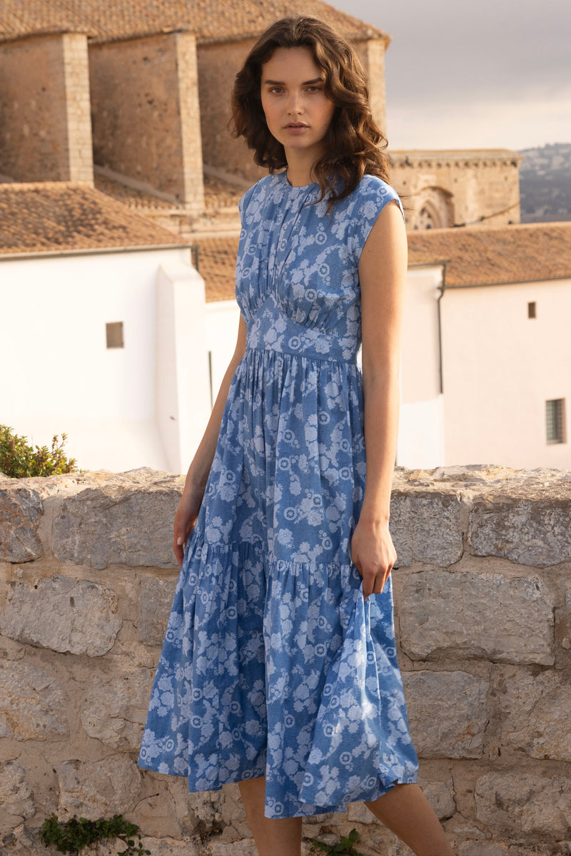Cap Sleeve Midi- Pretoria Navy