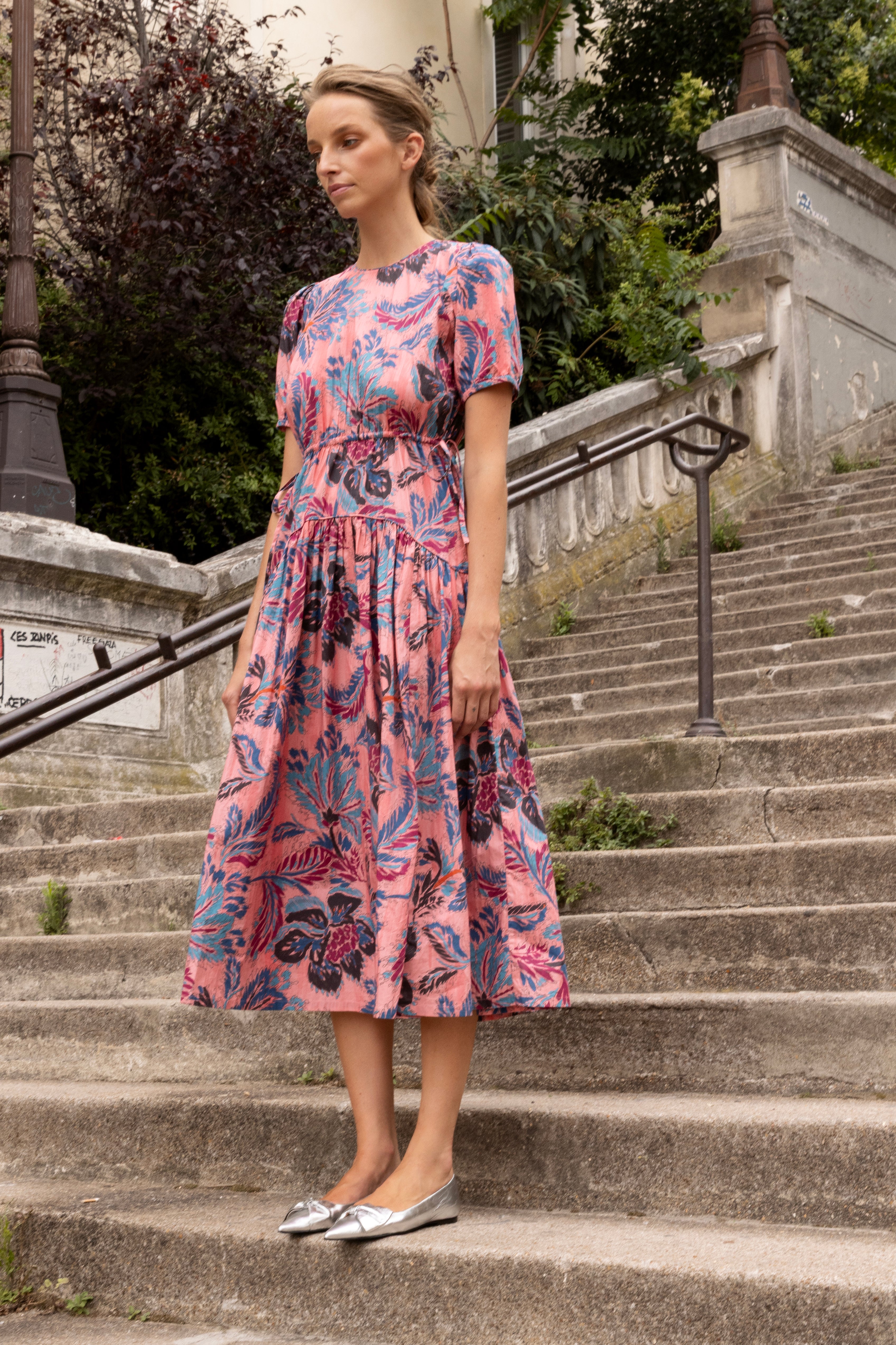 Piped Puff Sleeve Maxi- Chennai Rose