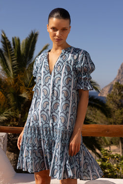 Smocked Drop Mini- Goa Blue