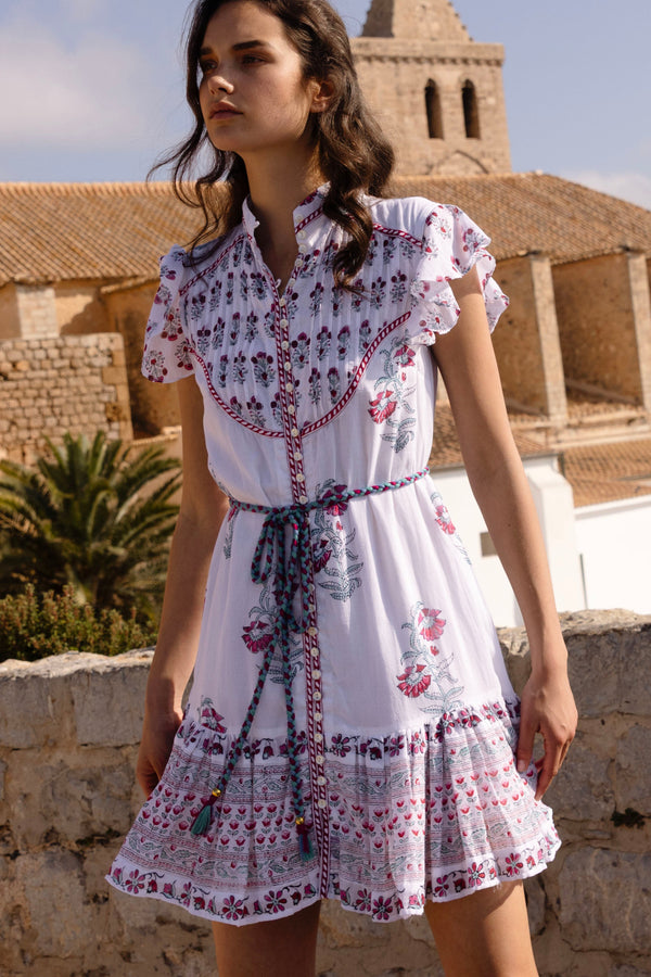 Flirty High Neck Button Mini- Napa Red