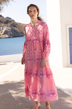 Balloon Sleeve Maxi- Tangier Pink