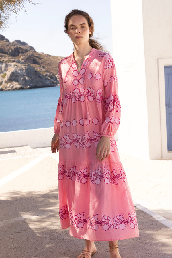 Balloon Sleeve Maxi- Tangier Pink