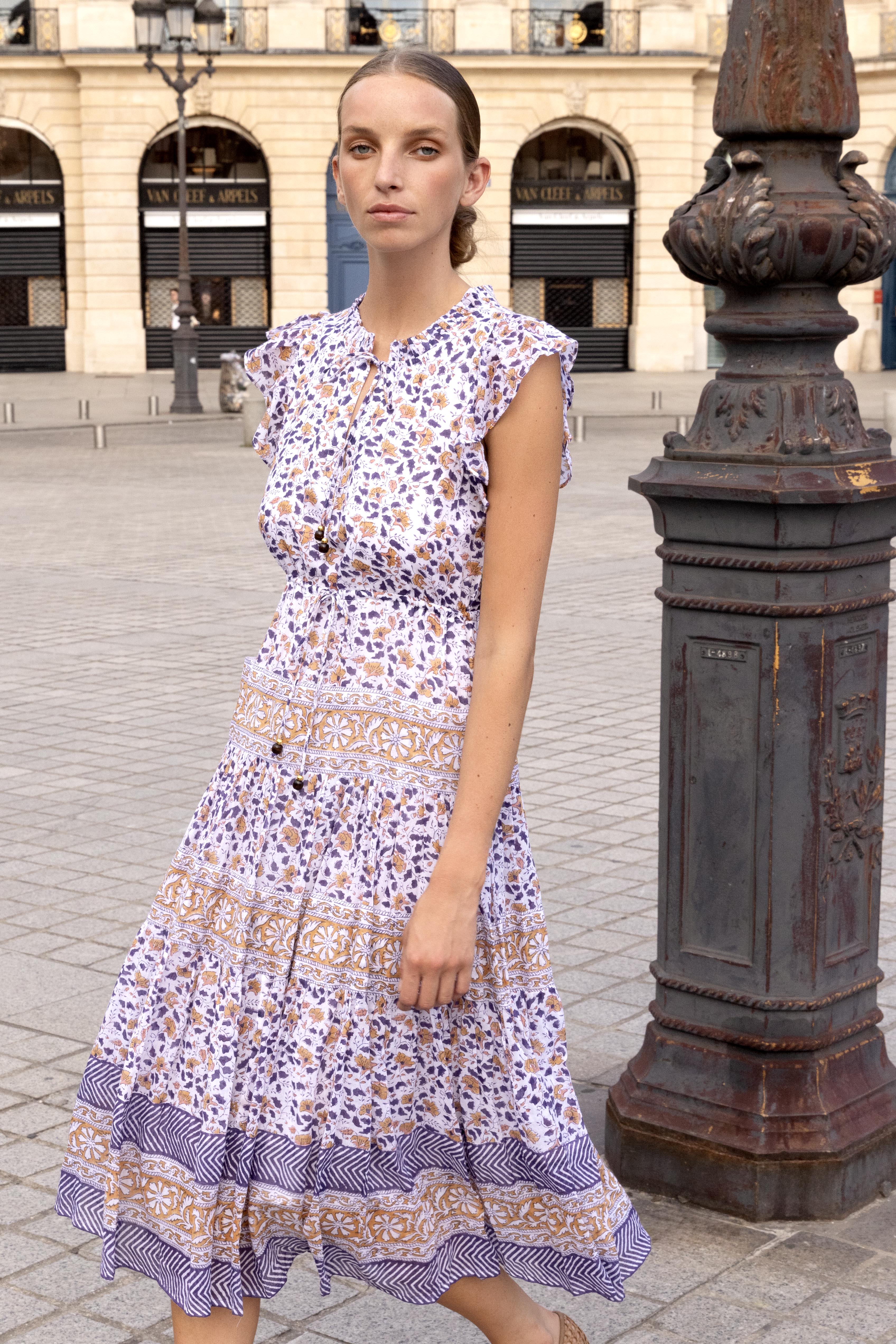 Cinched Flirty Midi- Cotswold Navy