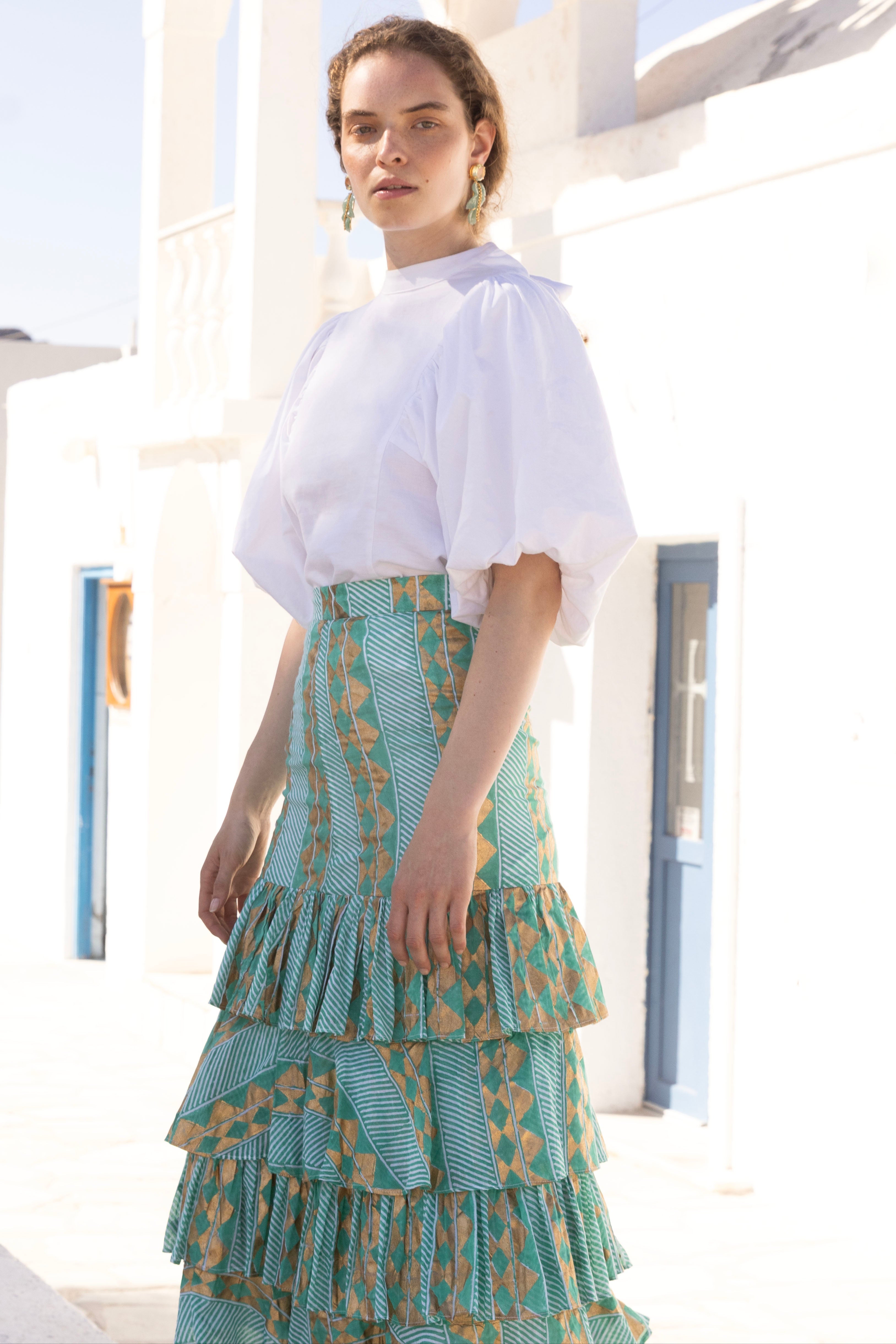 Ruffle Maxi Skirt- Ascot Teal