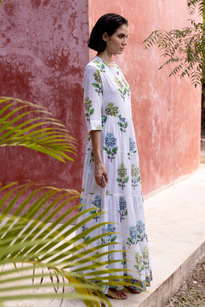 Button Neck 3/4 Sleeve Maxi- Puglia Lime – OLIPHANTDESIGN