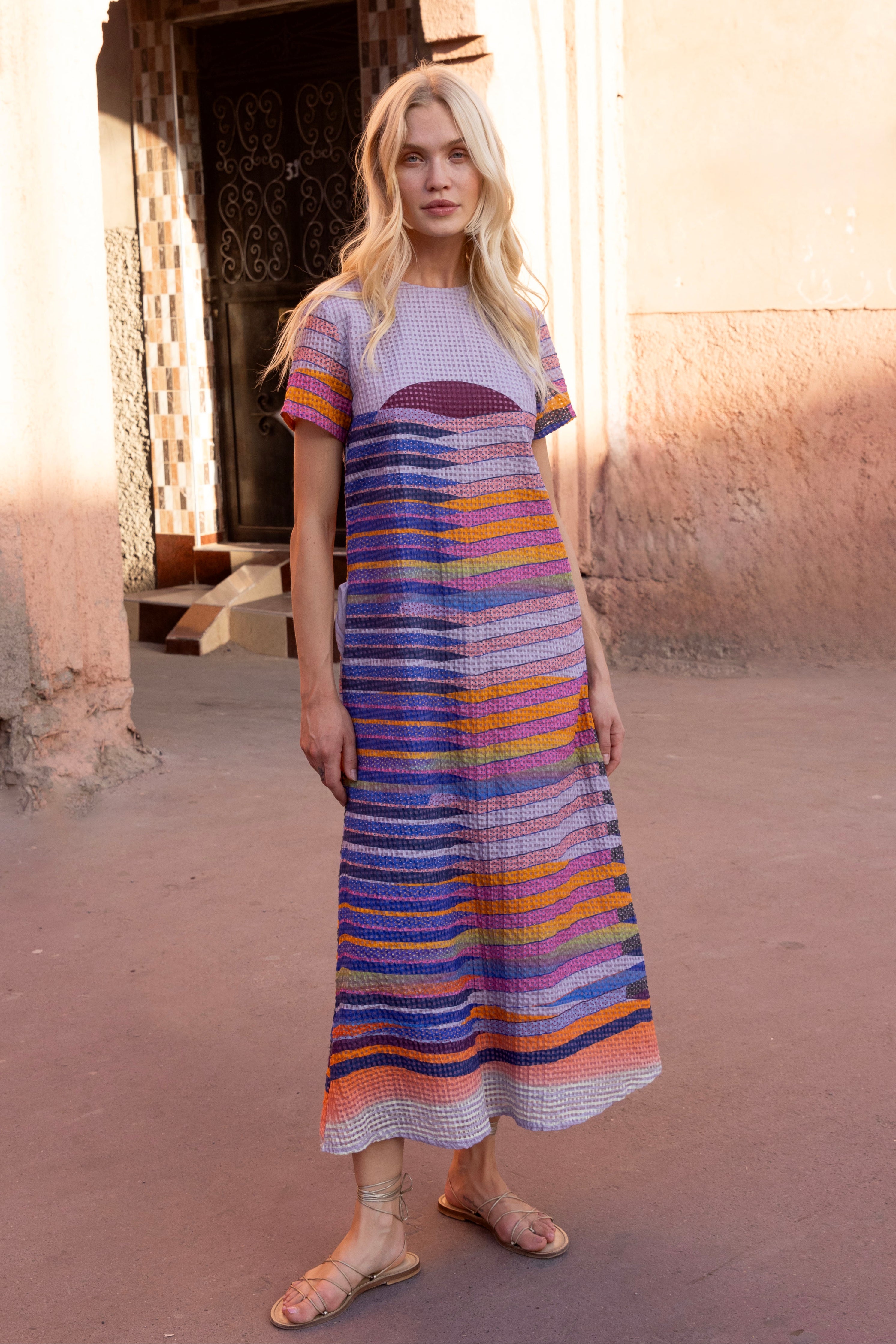 Short Sleeve Shift Maxi- Solstice Blue
