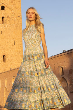 Sleeveless Smocked Maxi- Marseille Green
