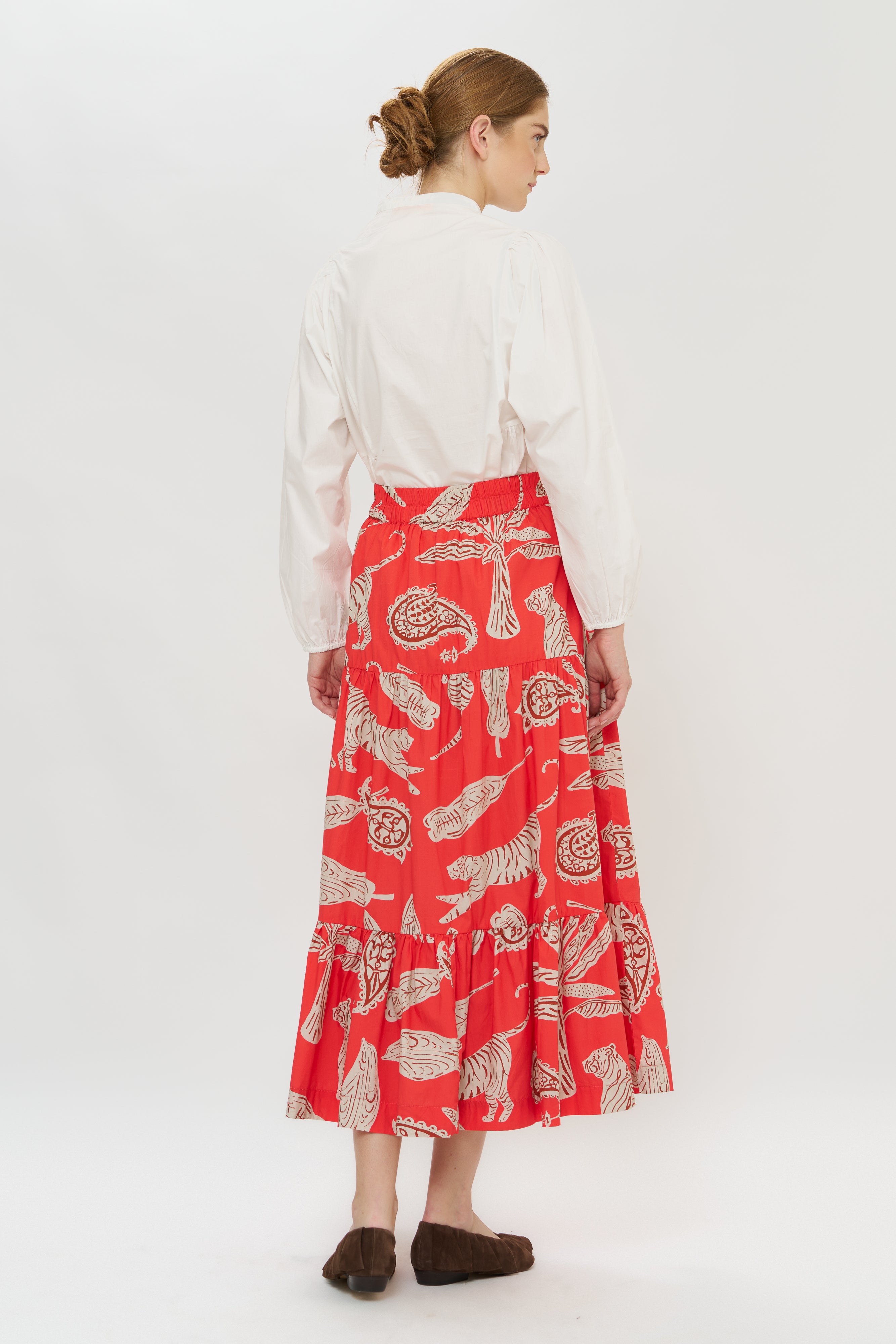 Button Front Skirt- Bengal Brick