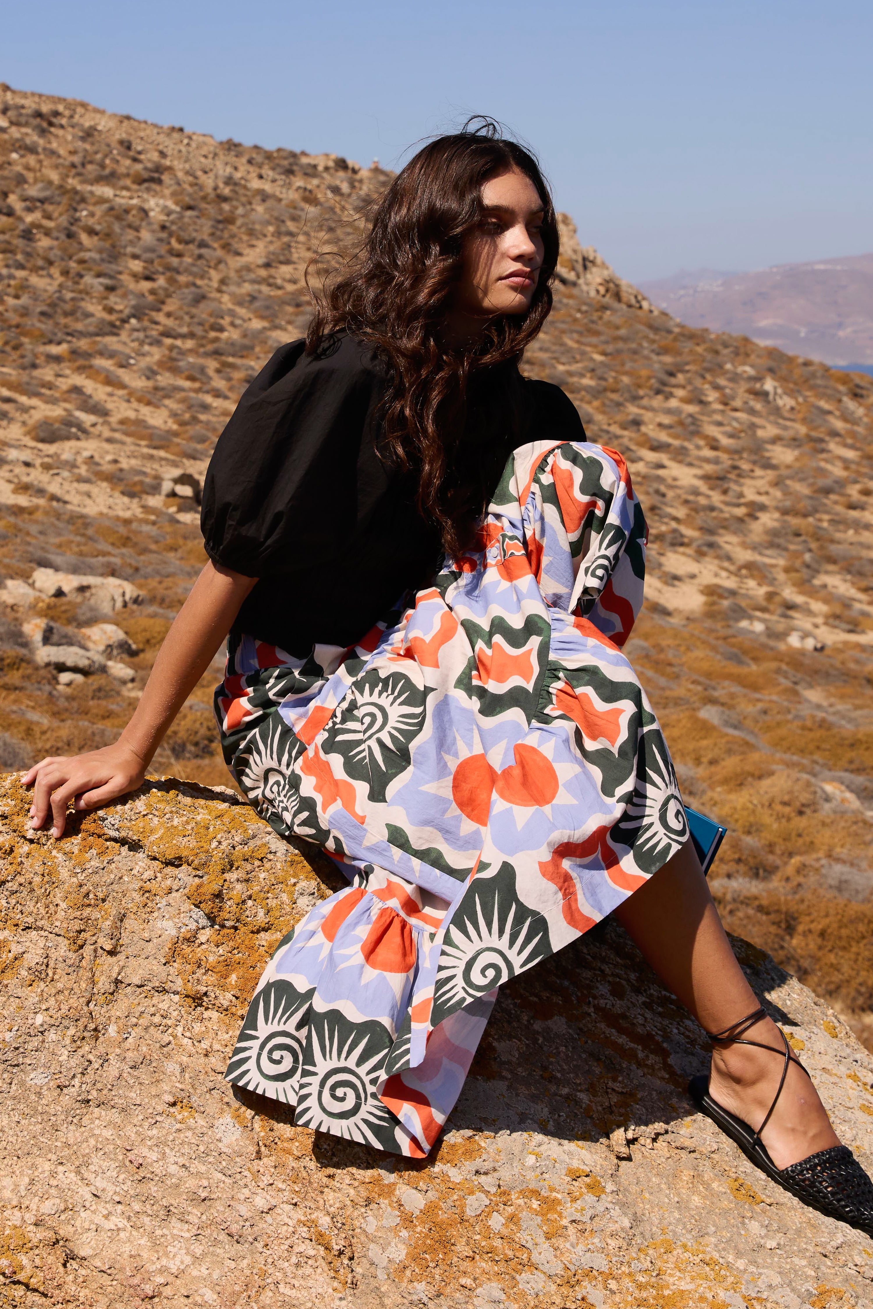 Button Front Skirt- Helios Blue