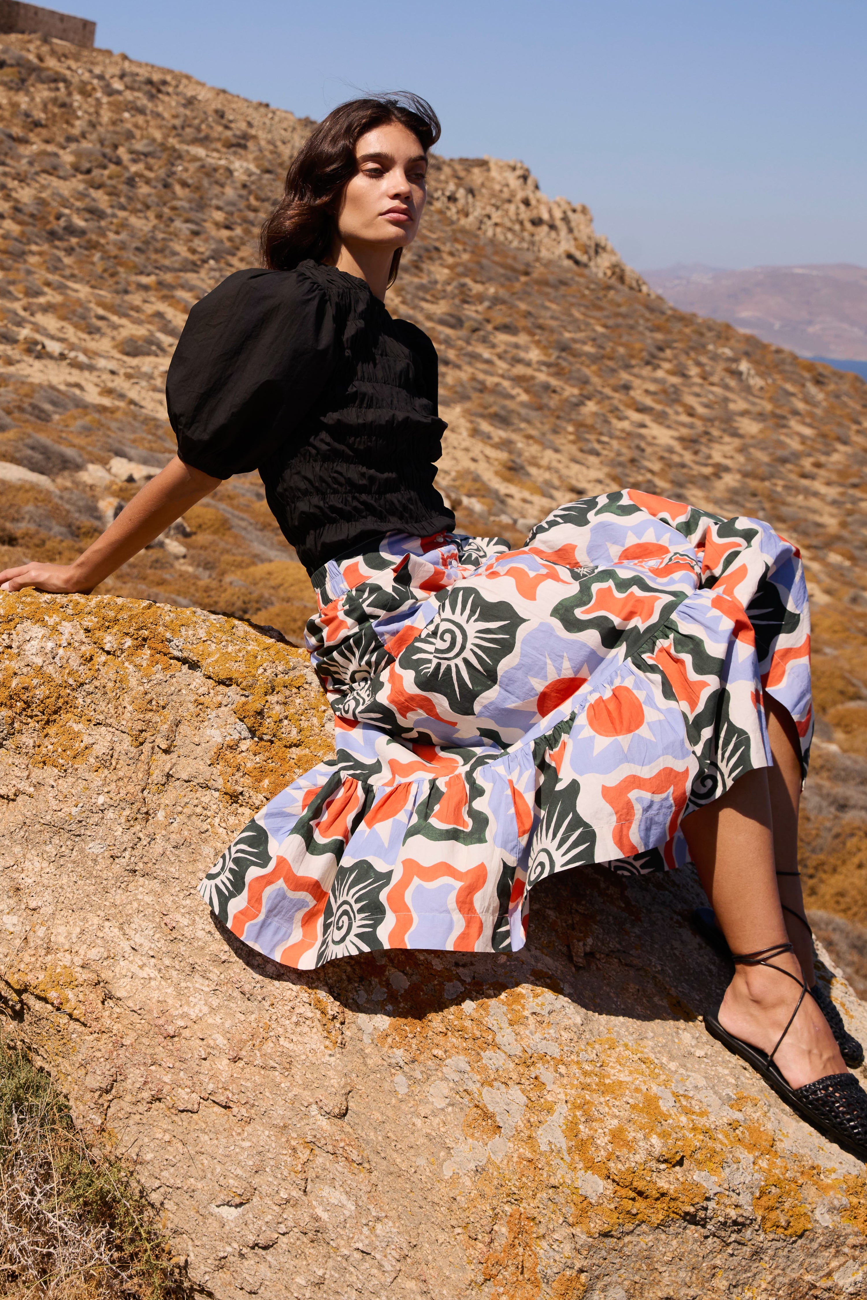 Button Front Skirt- Helios Blue