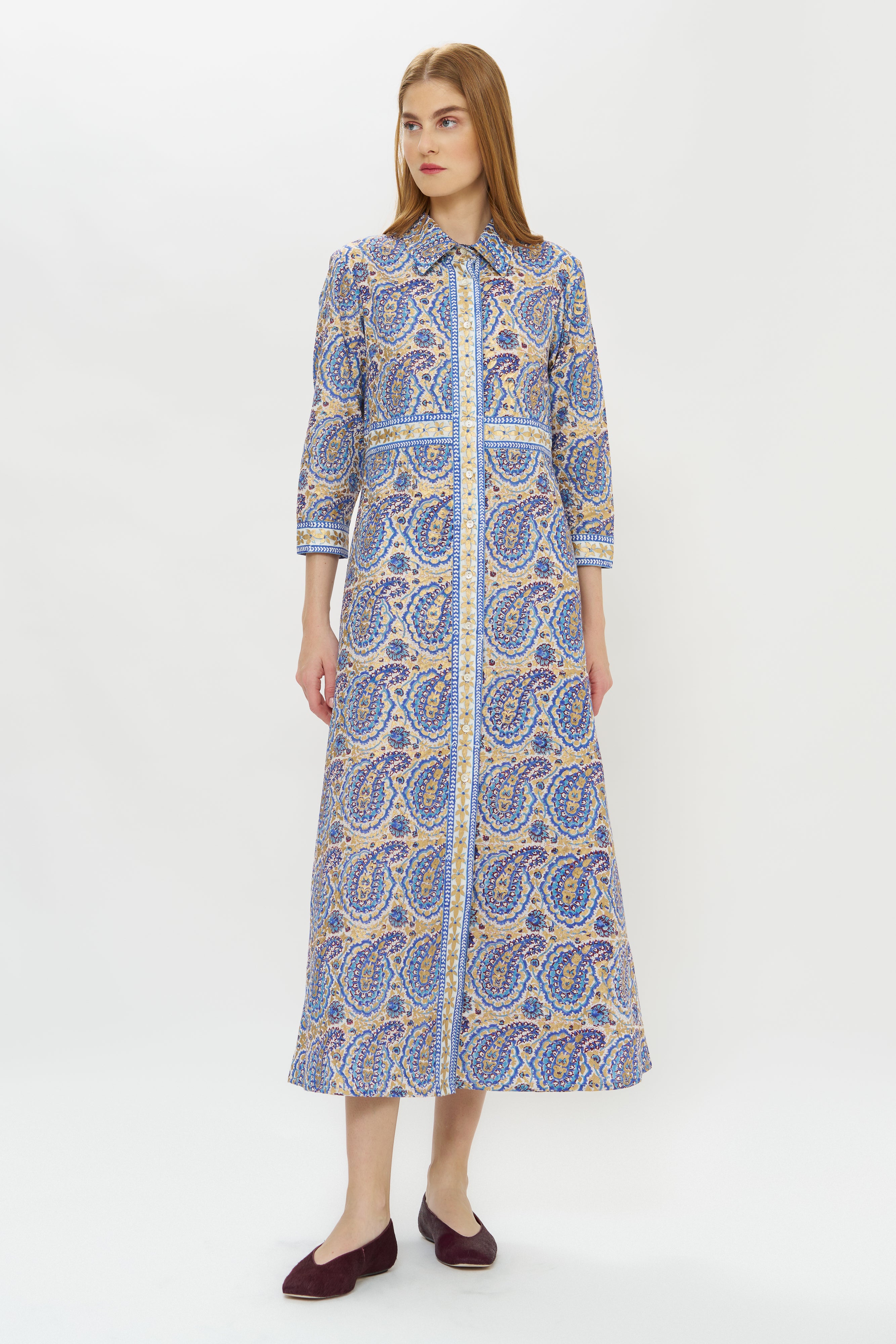 Shirt Dress Maxi- Izmir Blue