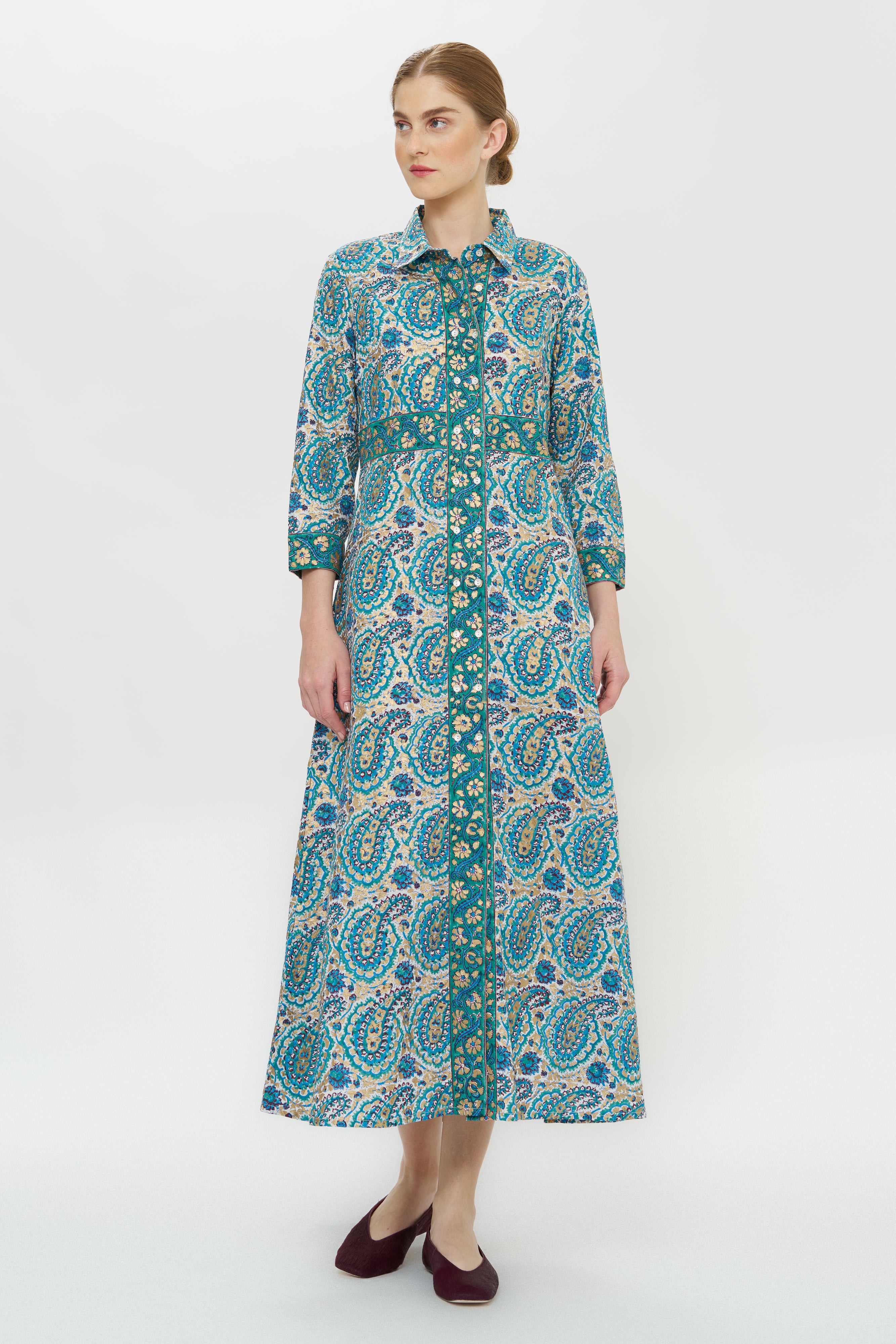 Shirt Dress Maxi- Izmir Teal