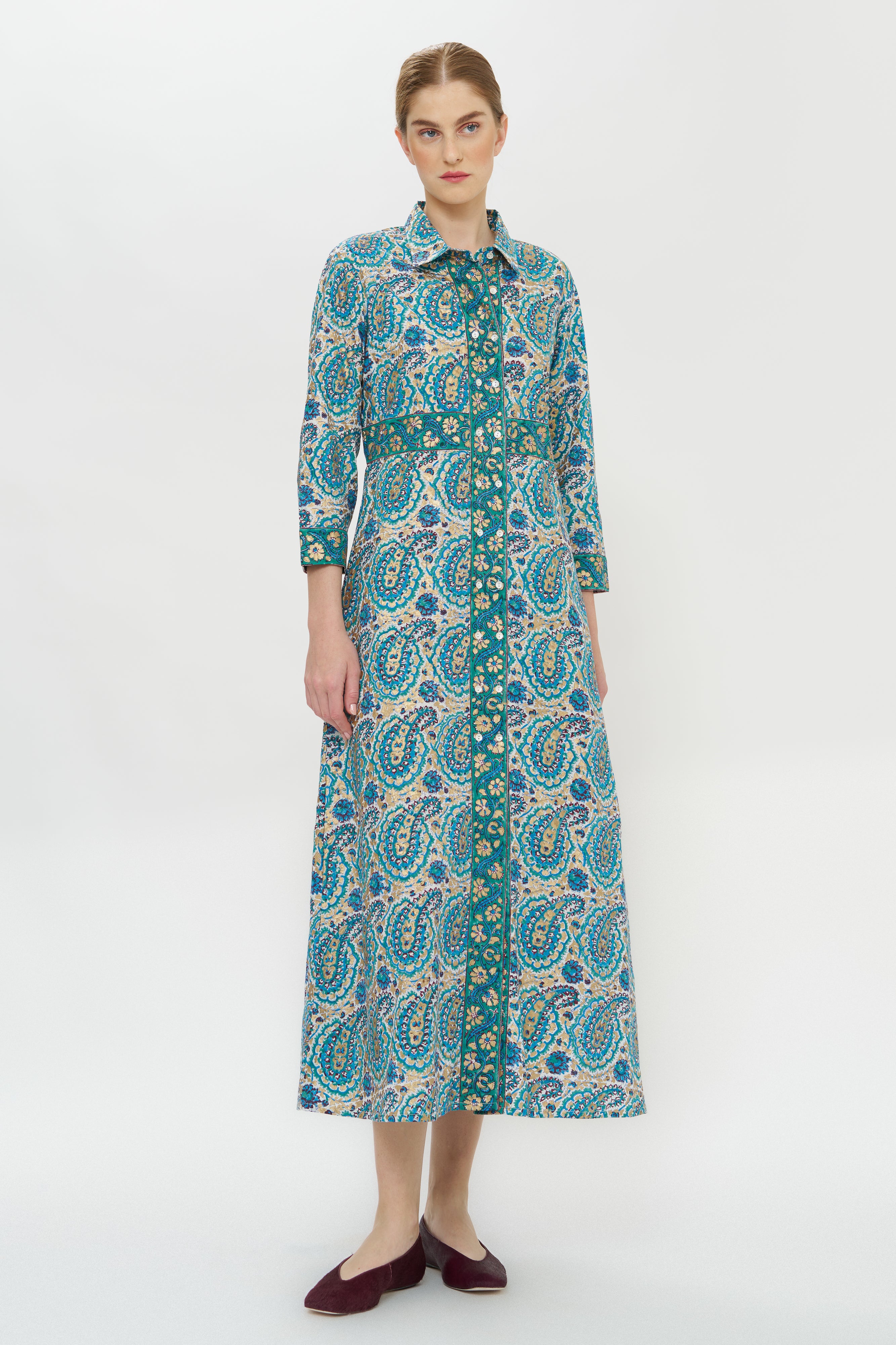 Shirt Dress Maxi- Izmir Teal