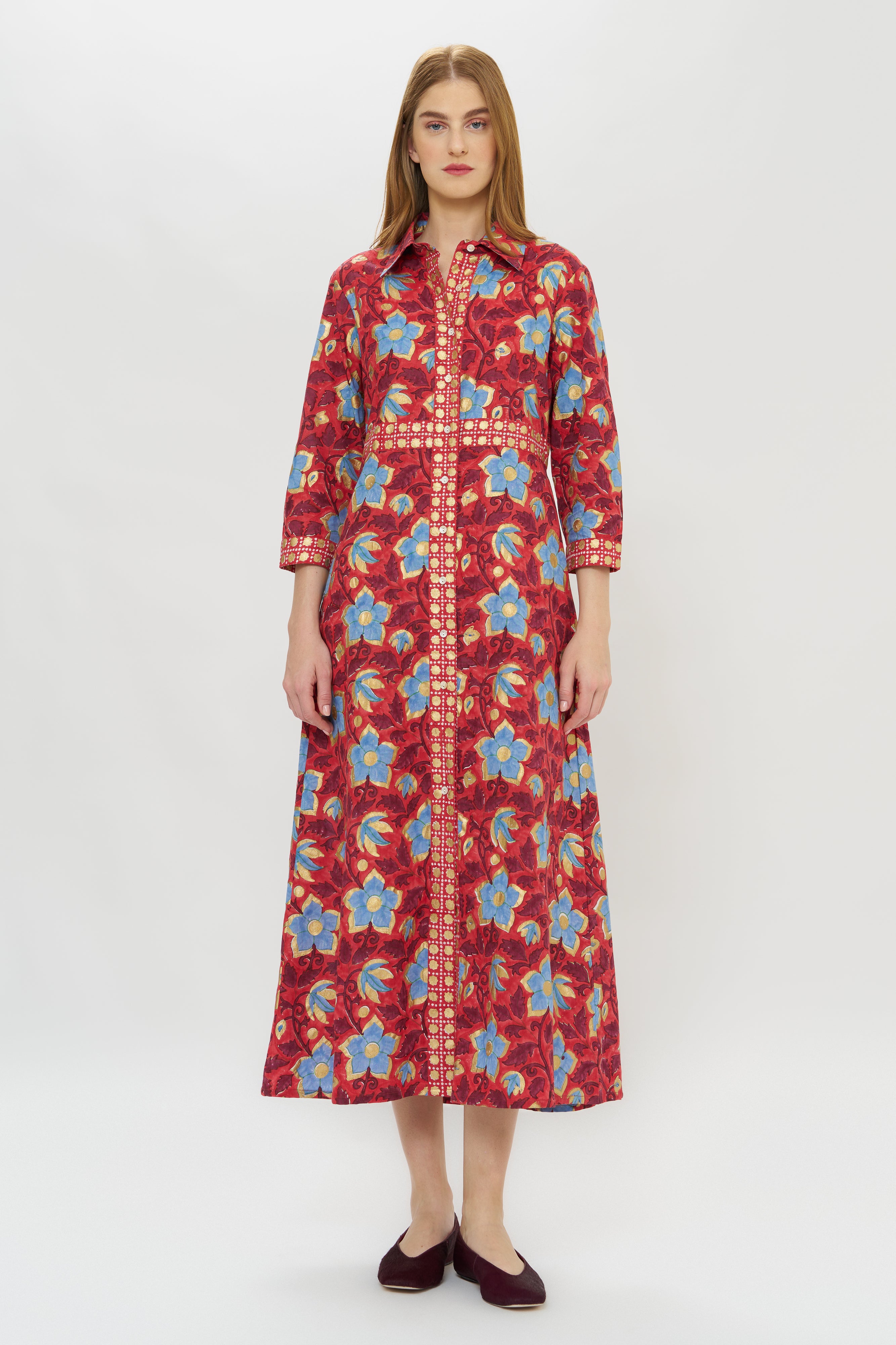 Shirt Dress Maxi- Kildare Red