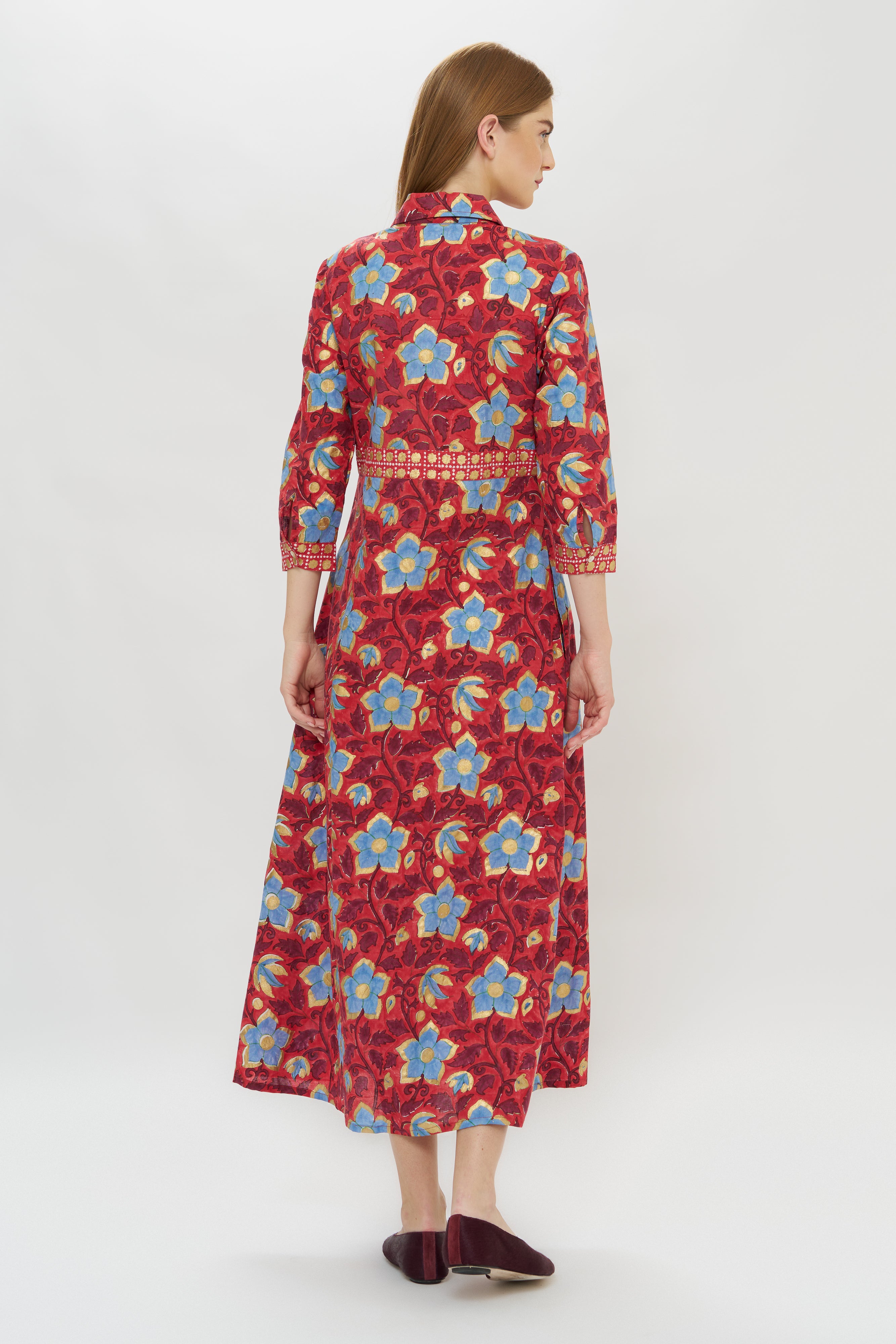 Shirt Dress Maxi- Kildare Red