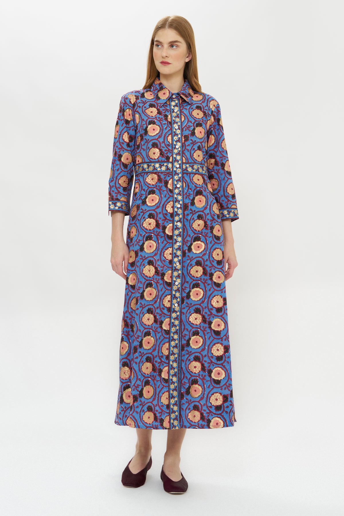 Shirt Dress Maxi- Verona Blue