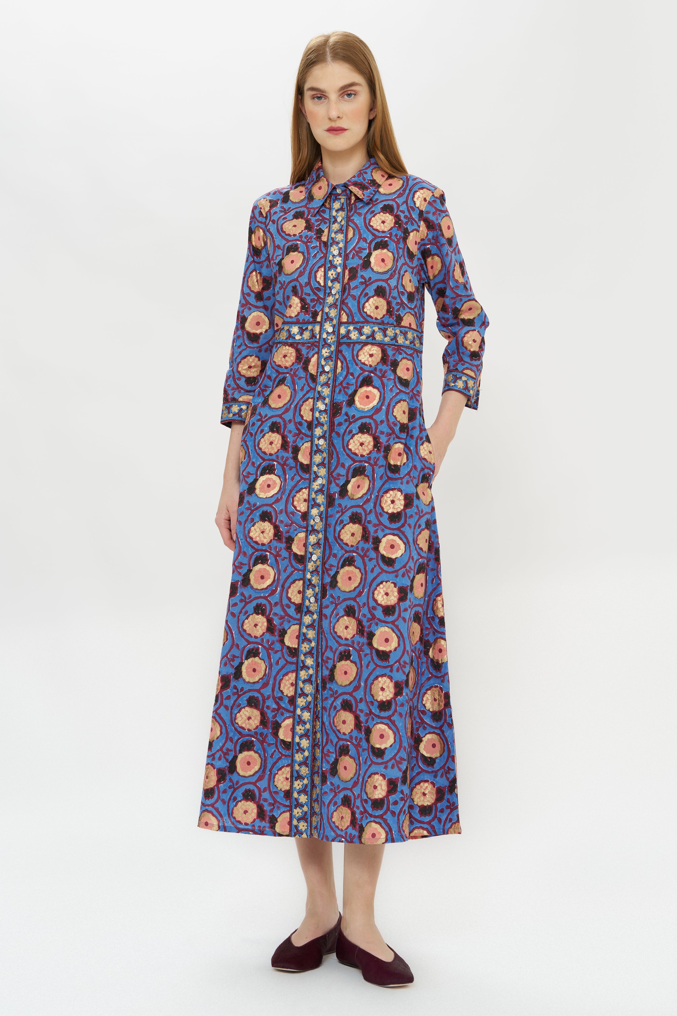 Shirt Dress Maxi- Verona Blue