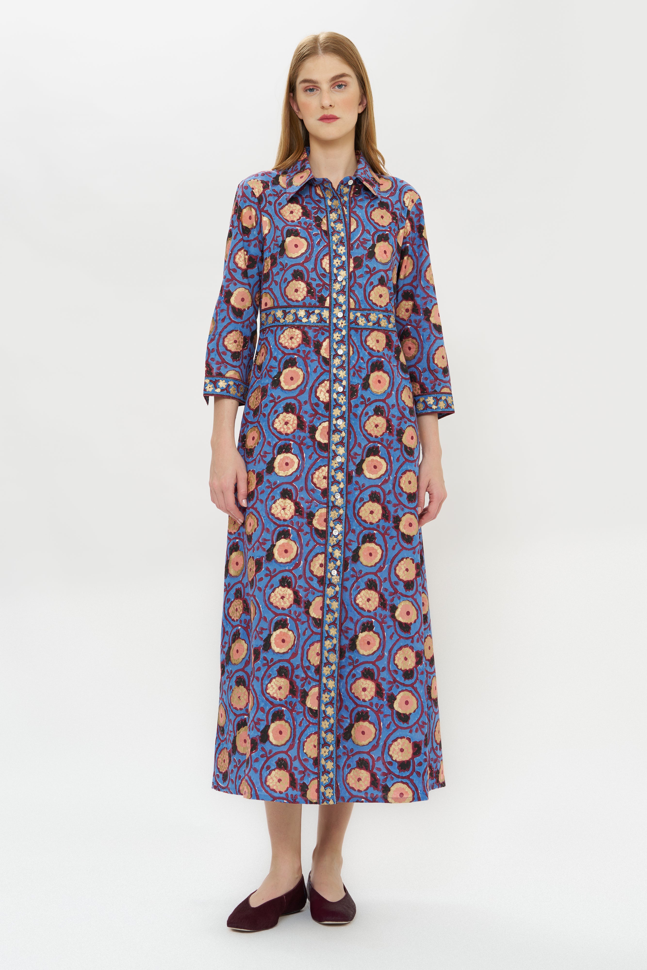 Shirt Dress Maxi- Verona Blue