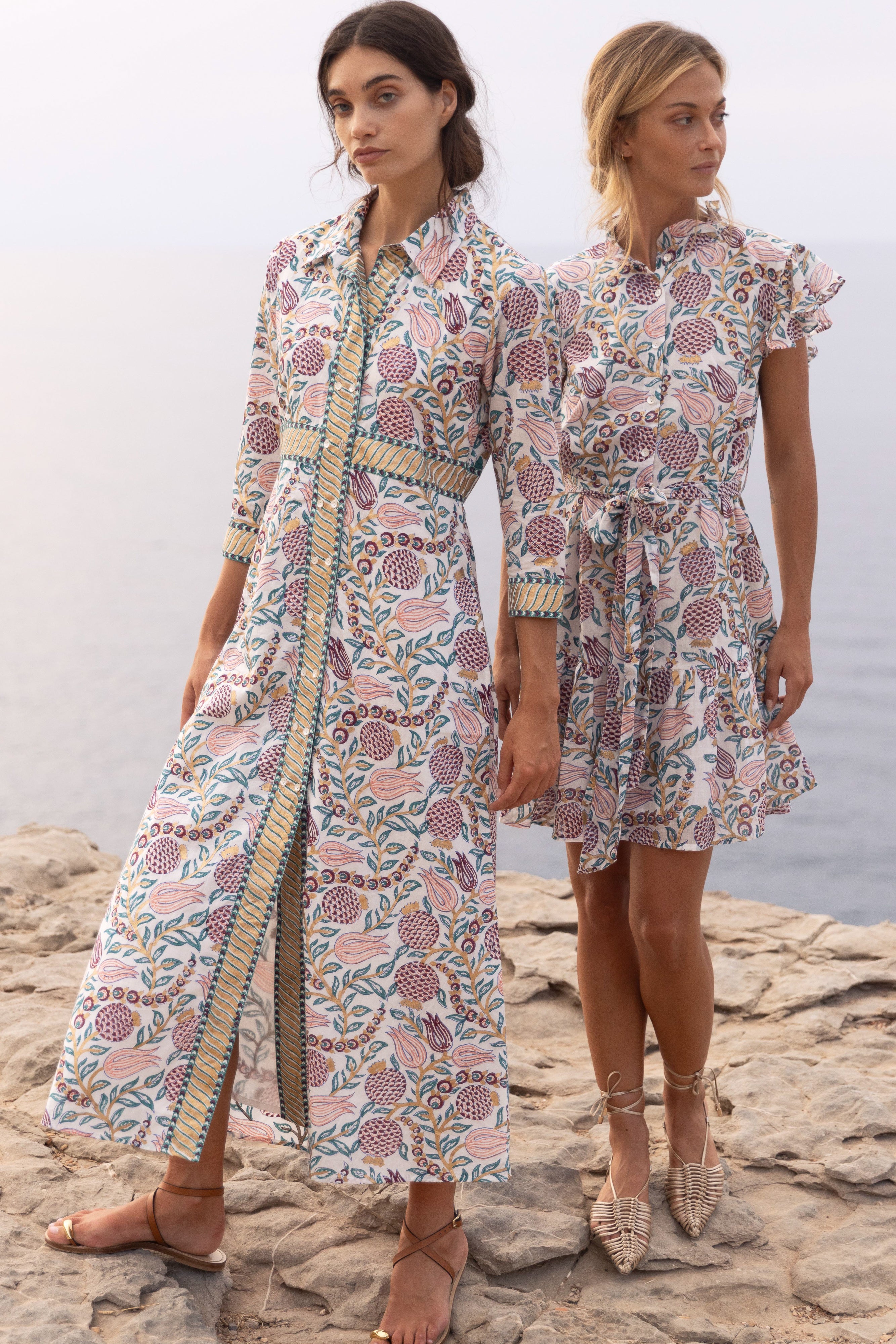 Ruffle Collar Button Mini- Tupi Teal