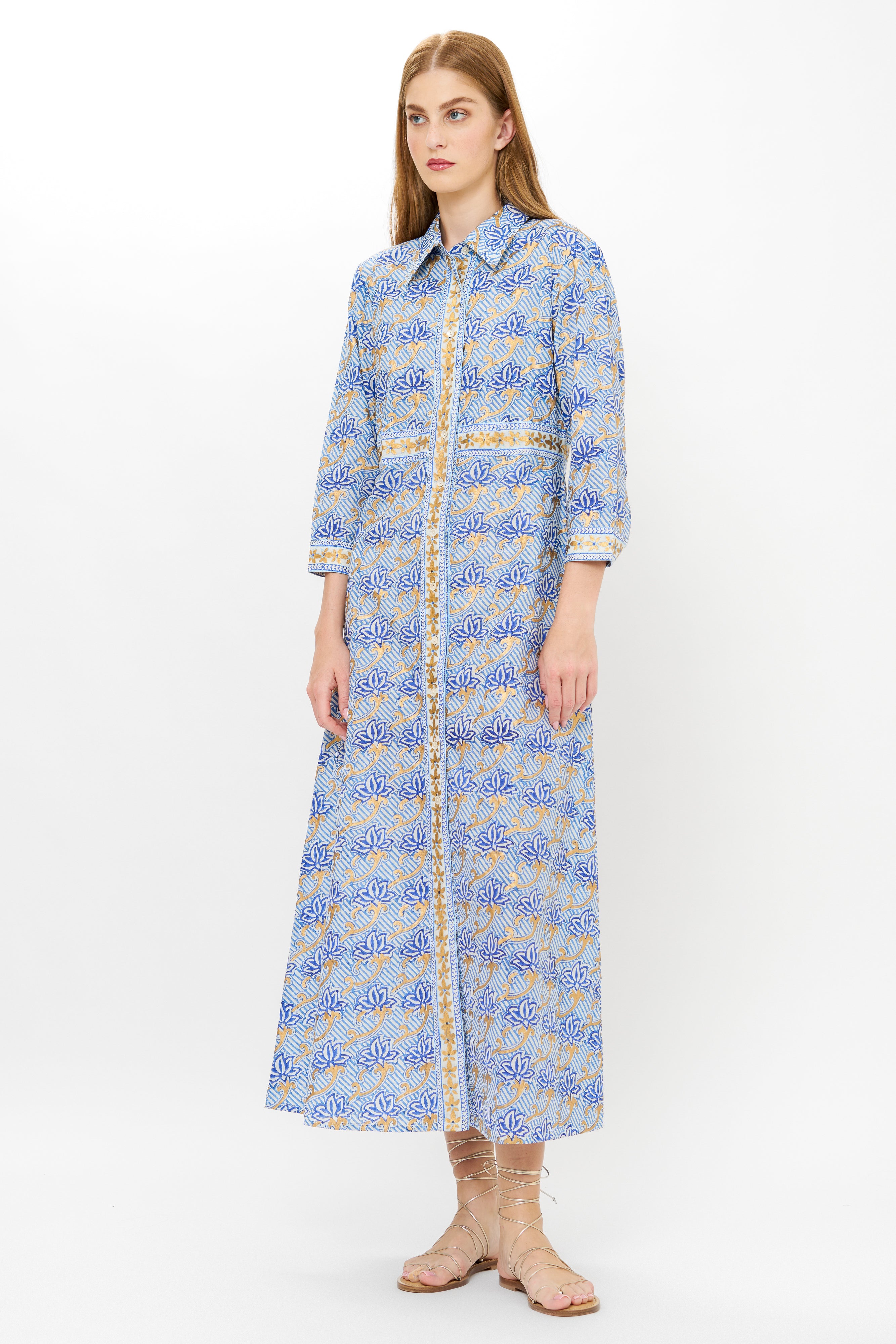 Shirt Dress Maxi- Florence Blue