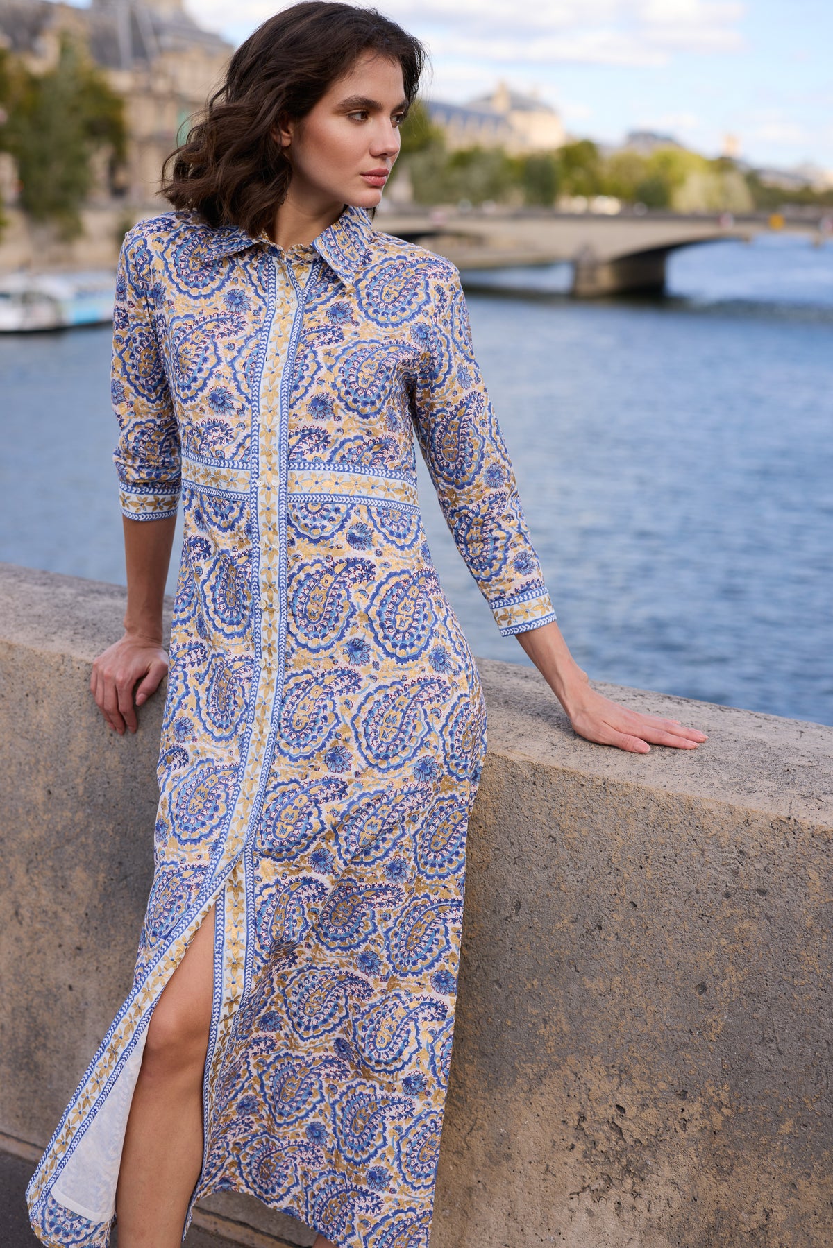 Shirt Dress Maxi- Izmir Blue