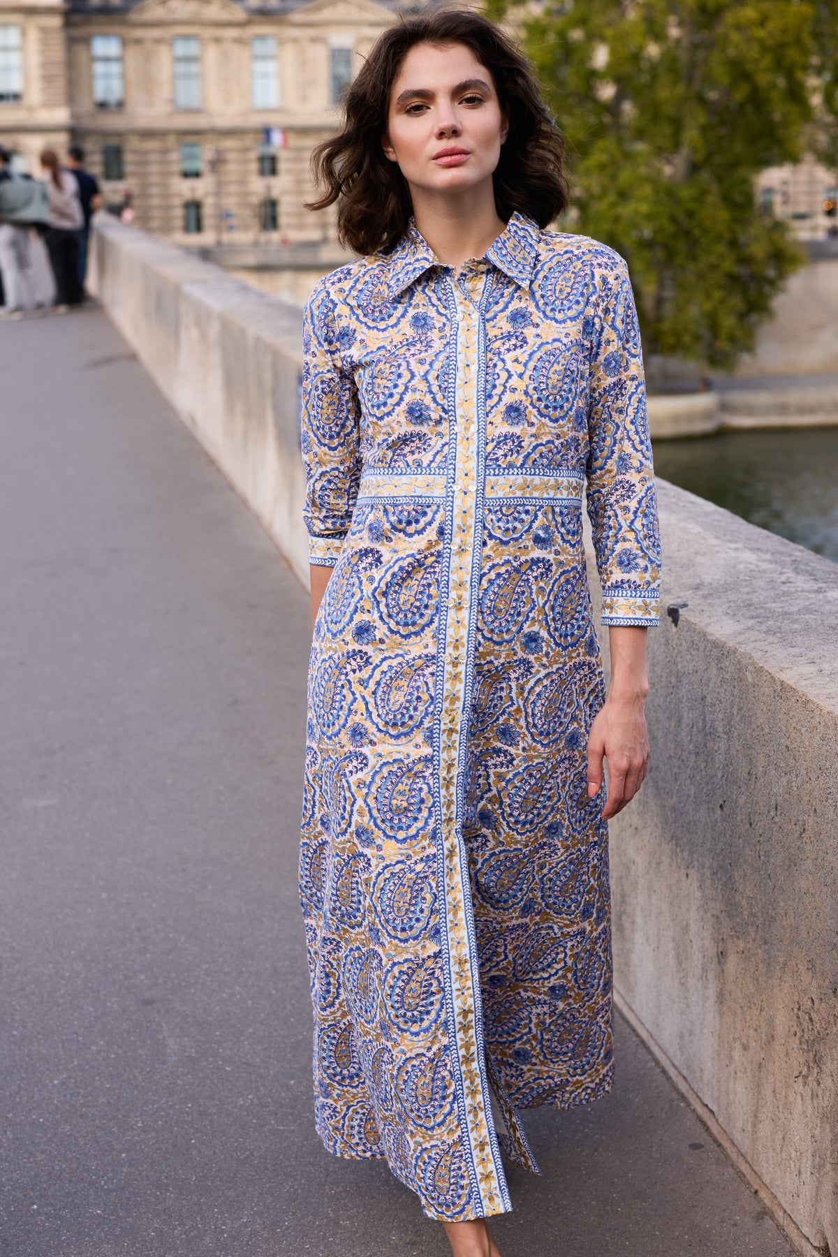 Shirt Dress Maxi- Izmir Blue