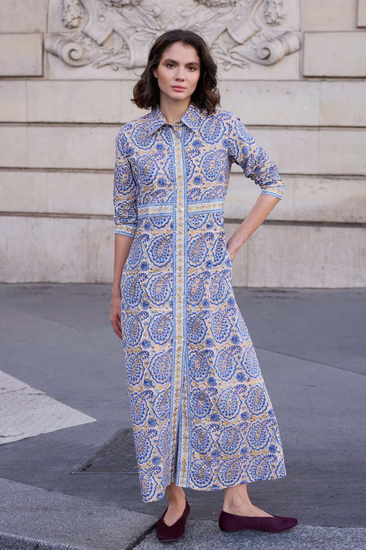 Shirt Dress Maxi- Izmir Blue