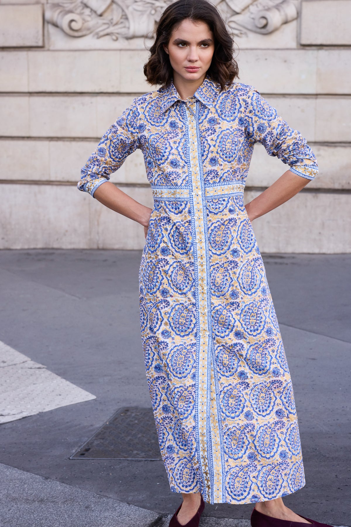 Shirt Dress Maxi- Izmir Blue