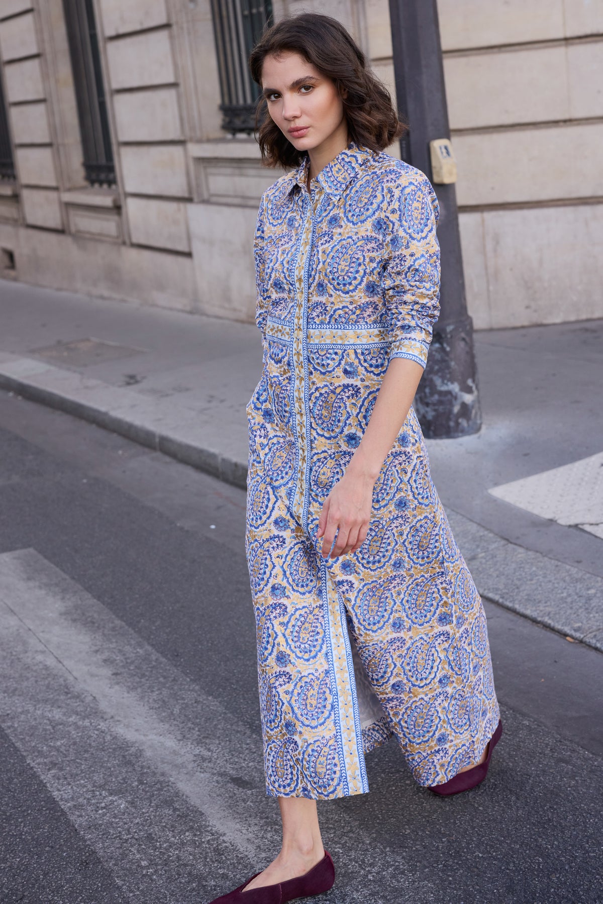 Shirt Dress Maxi- Izmir Blue