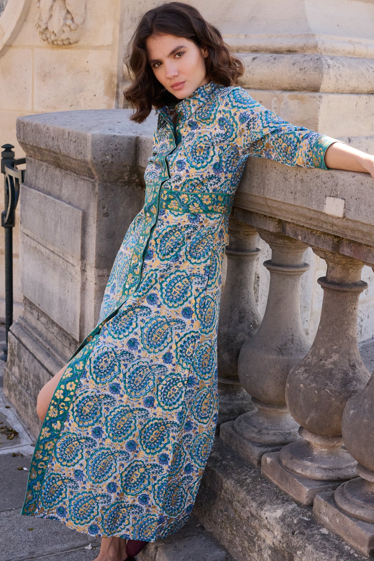 Shirt Dress Maxi- Izmir Teal