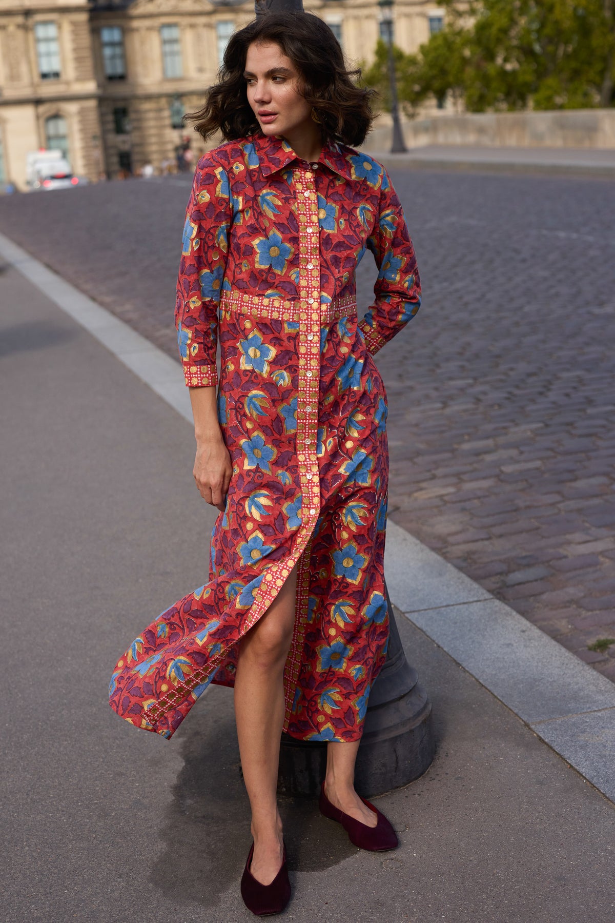 Shirt Dress Maxi- Kildare Red