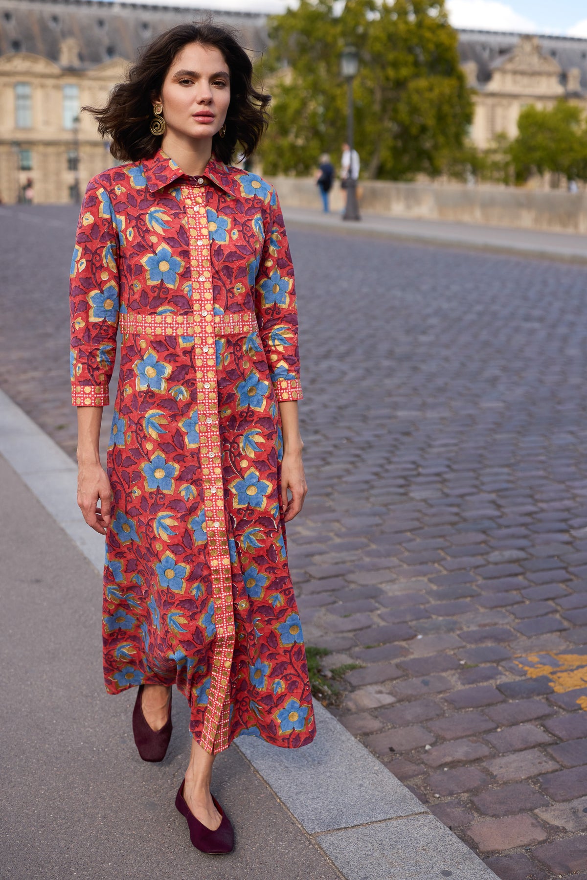 Shirt Dress Maxi- Kildare Red