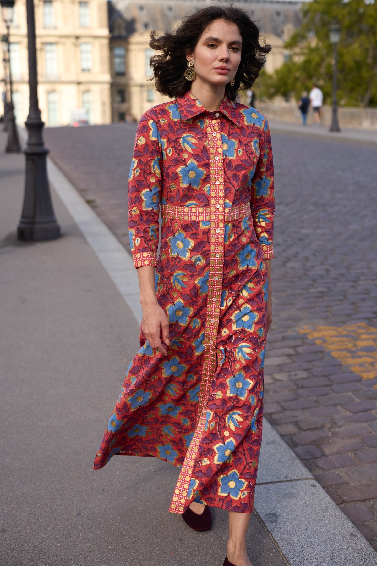 Shirt Dress Maxi- Kildare Red