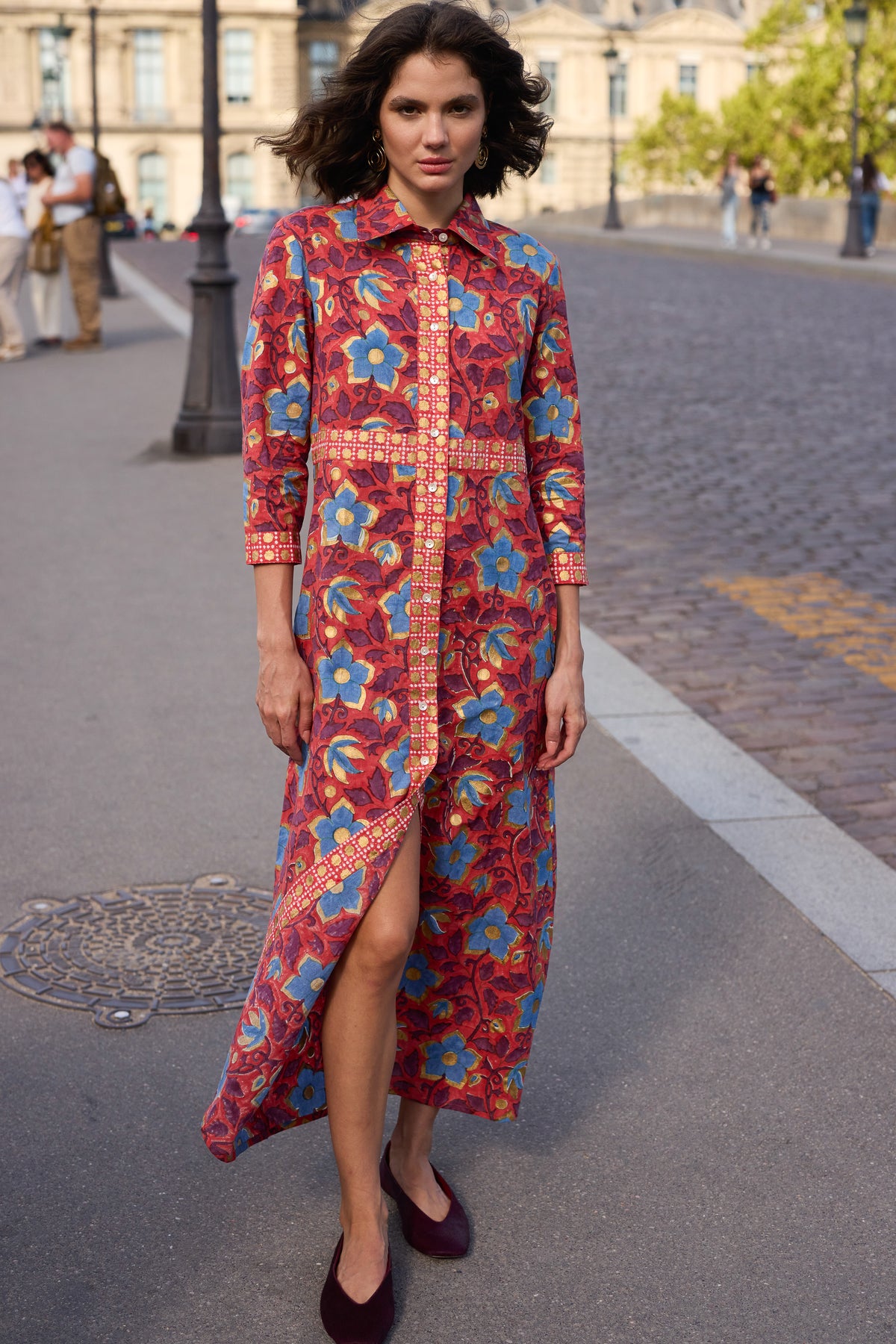 Shirt Dress Maxi- Kildare Red