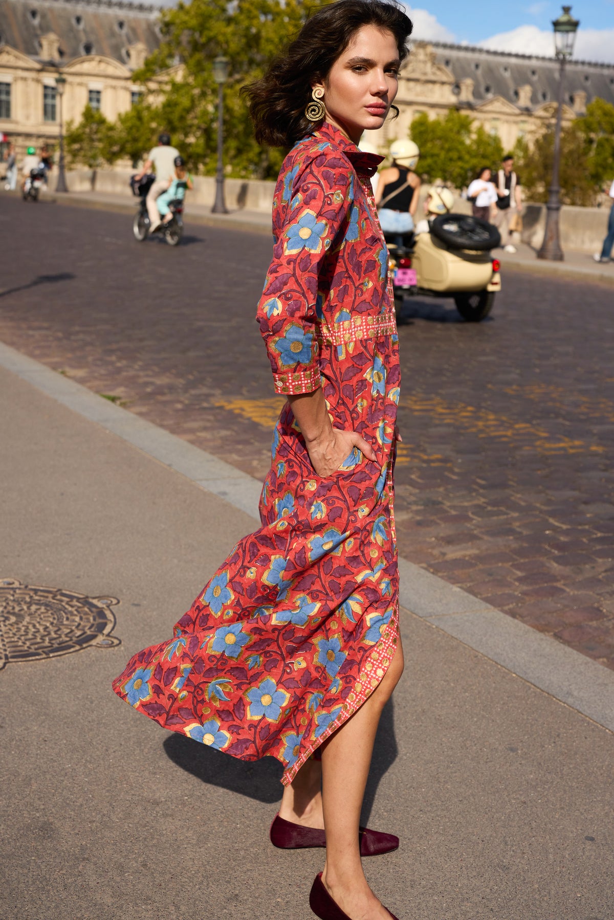 Shirt Dress Maxi- Kildare Red