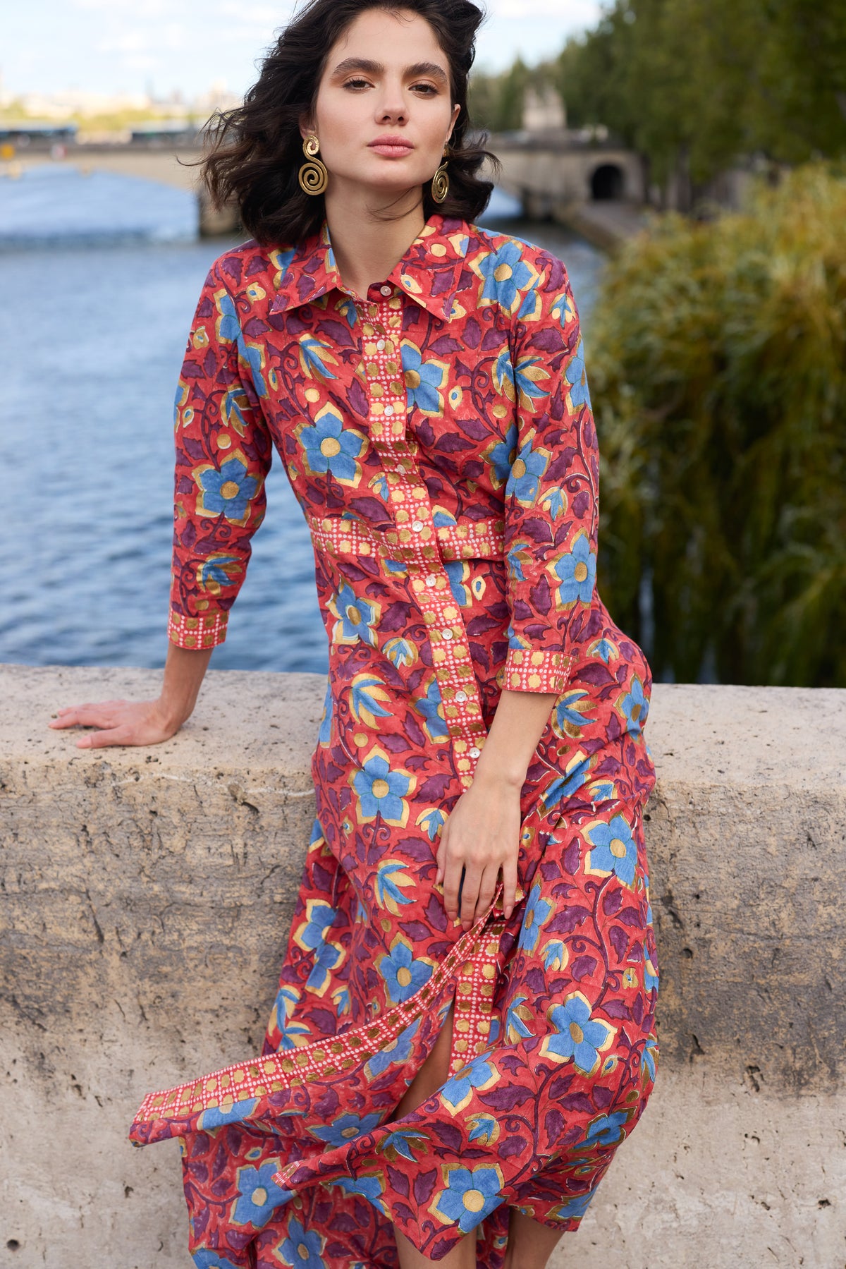 Shirt Dress Maxi- Kildare Red
