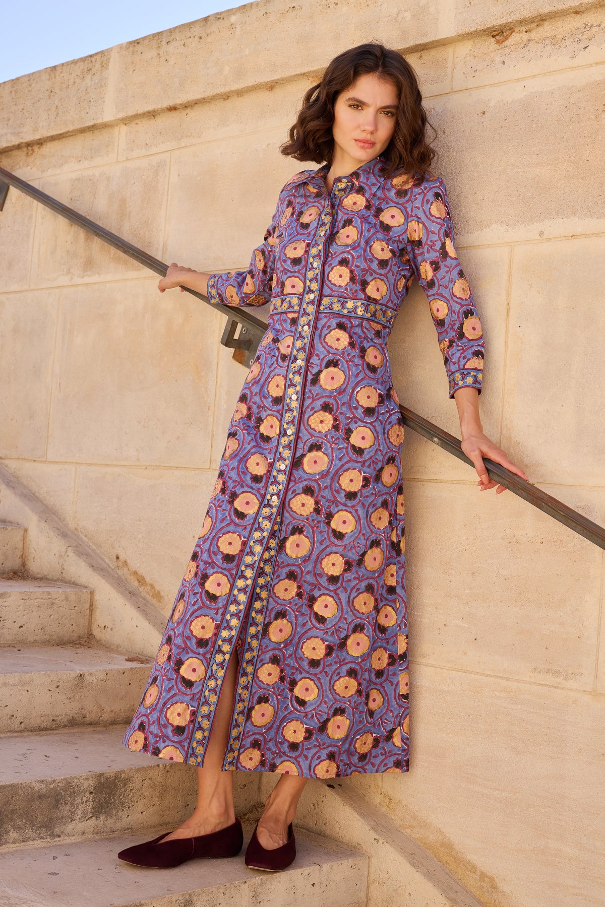 Shirt Dress Maxi- Verona Blue