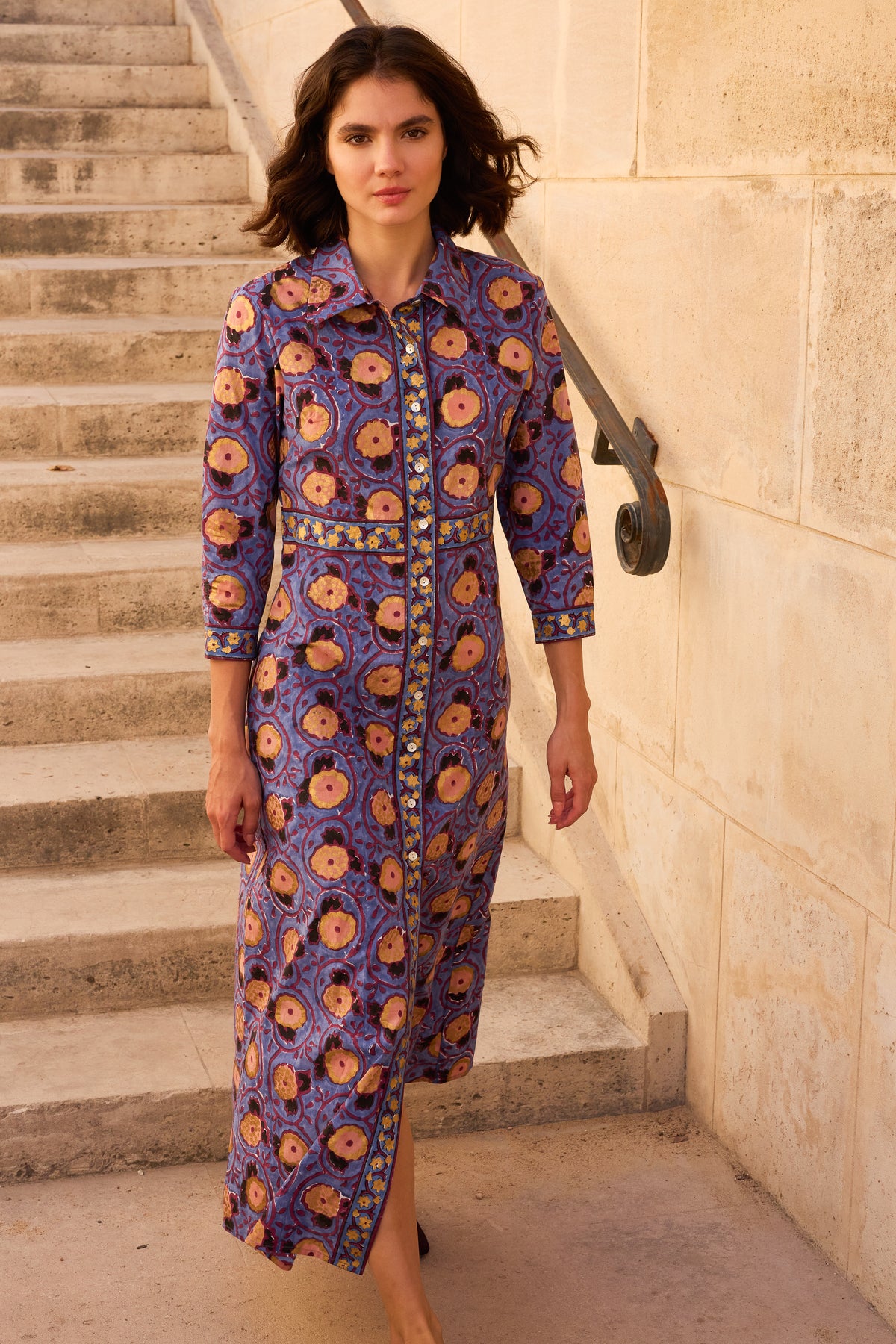 Shirt Dress Maxi- Verona Blue
