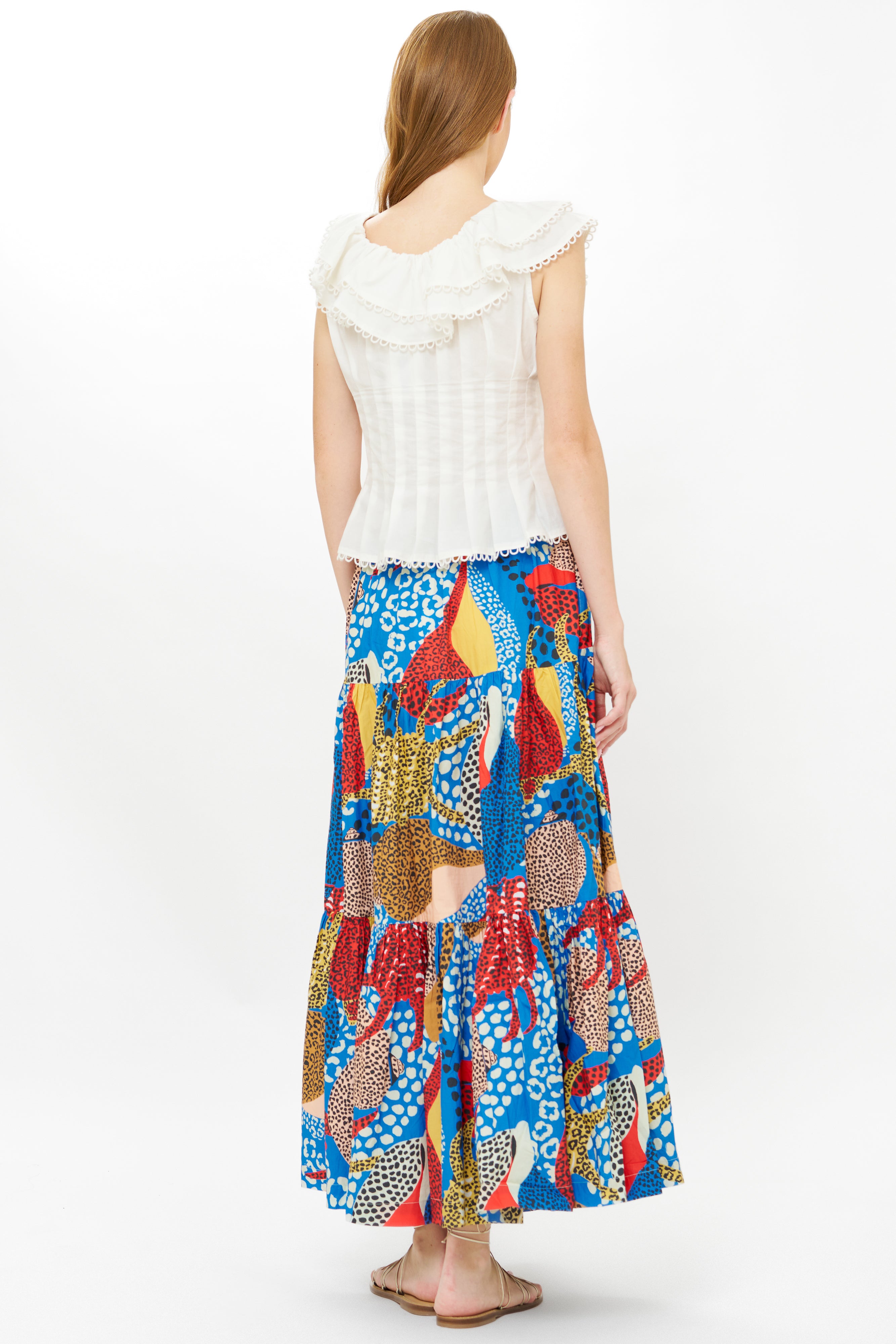 Tiered Maxi Skirt- Nautilus Blue