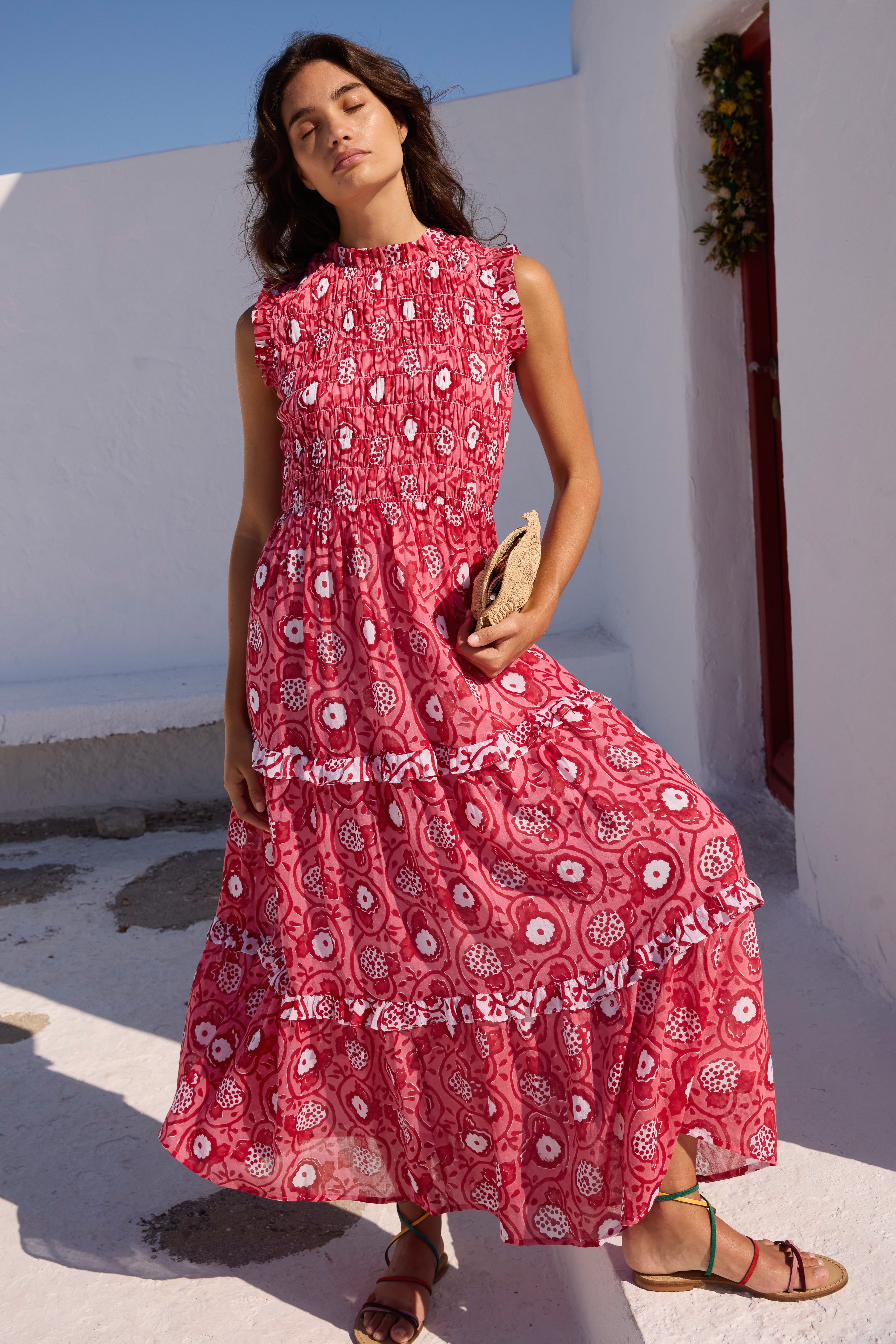 Sleeveless Smocked Maxi- Ambrosia Red