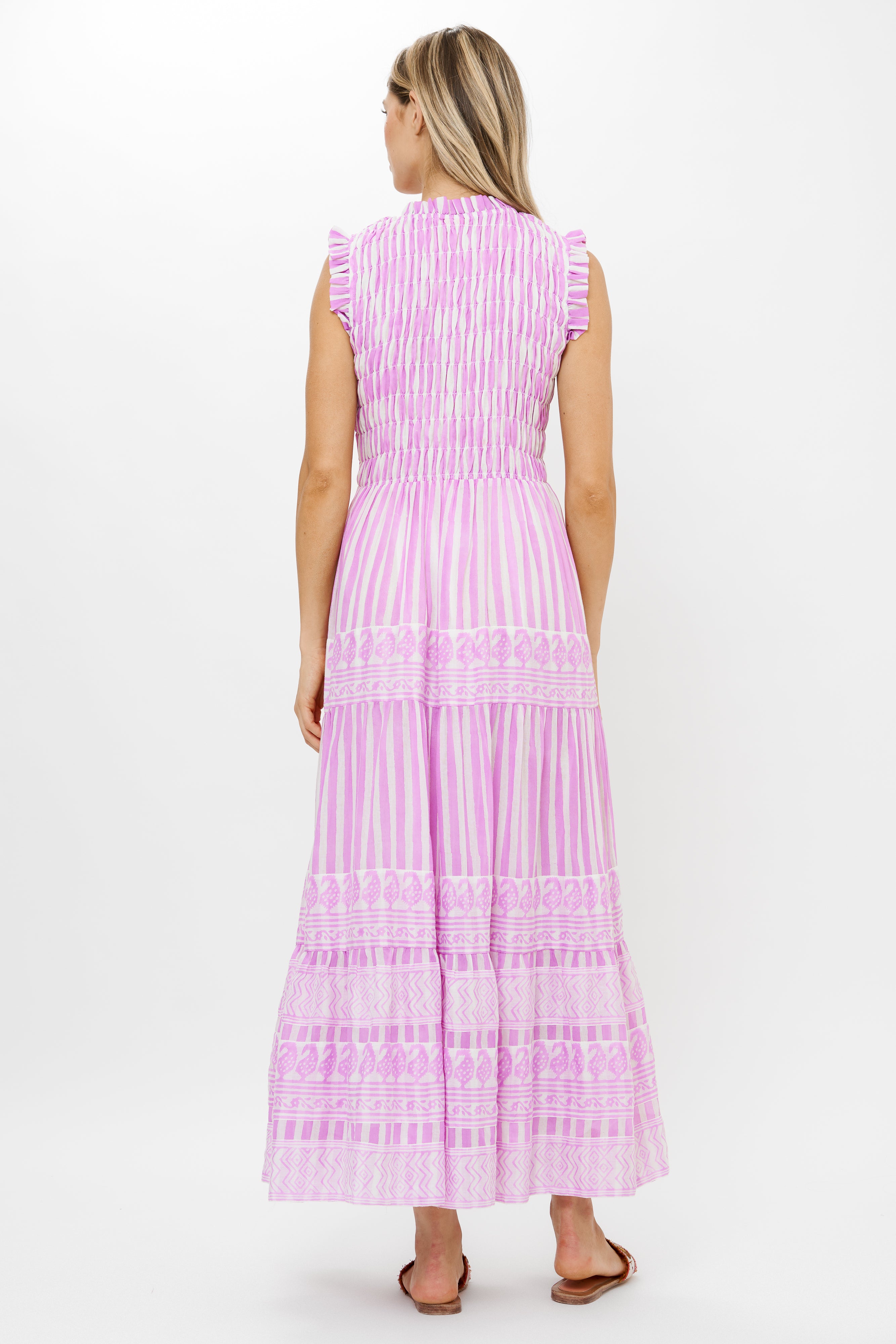 Sleeveless Smocked Maxi- Santorini Lilac