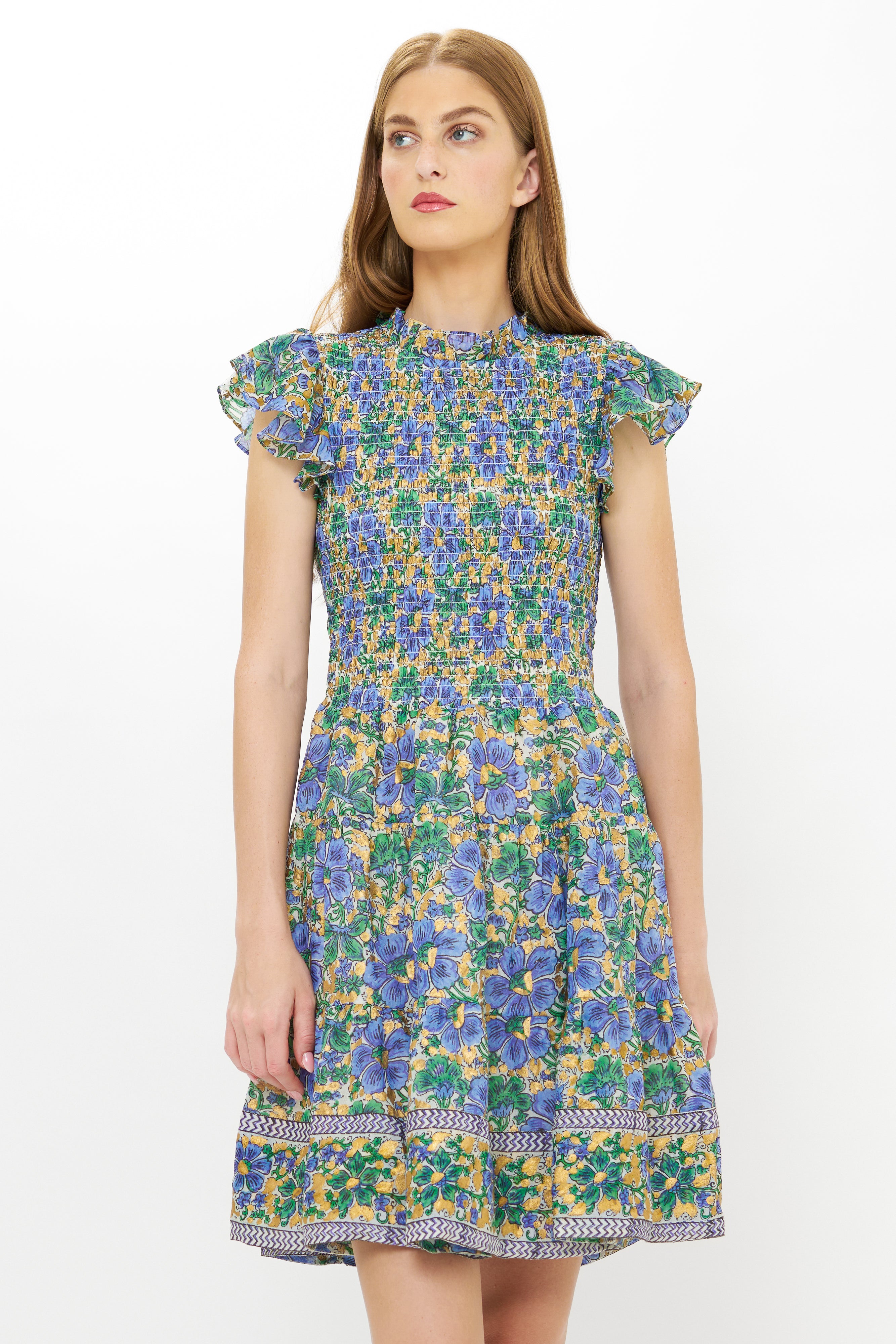 Smocked Flirty Short- Matera Blue