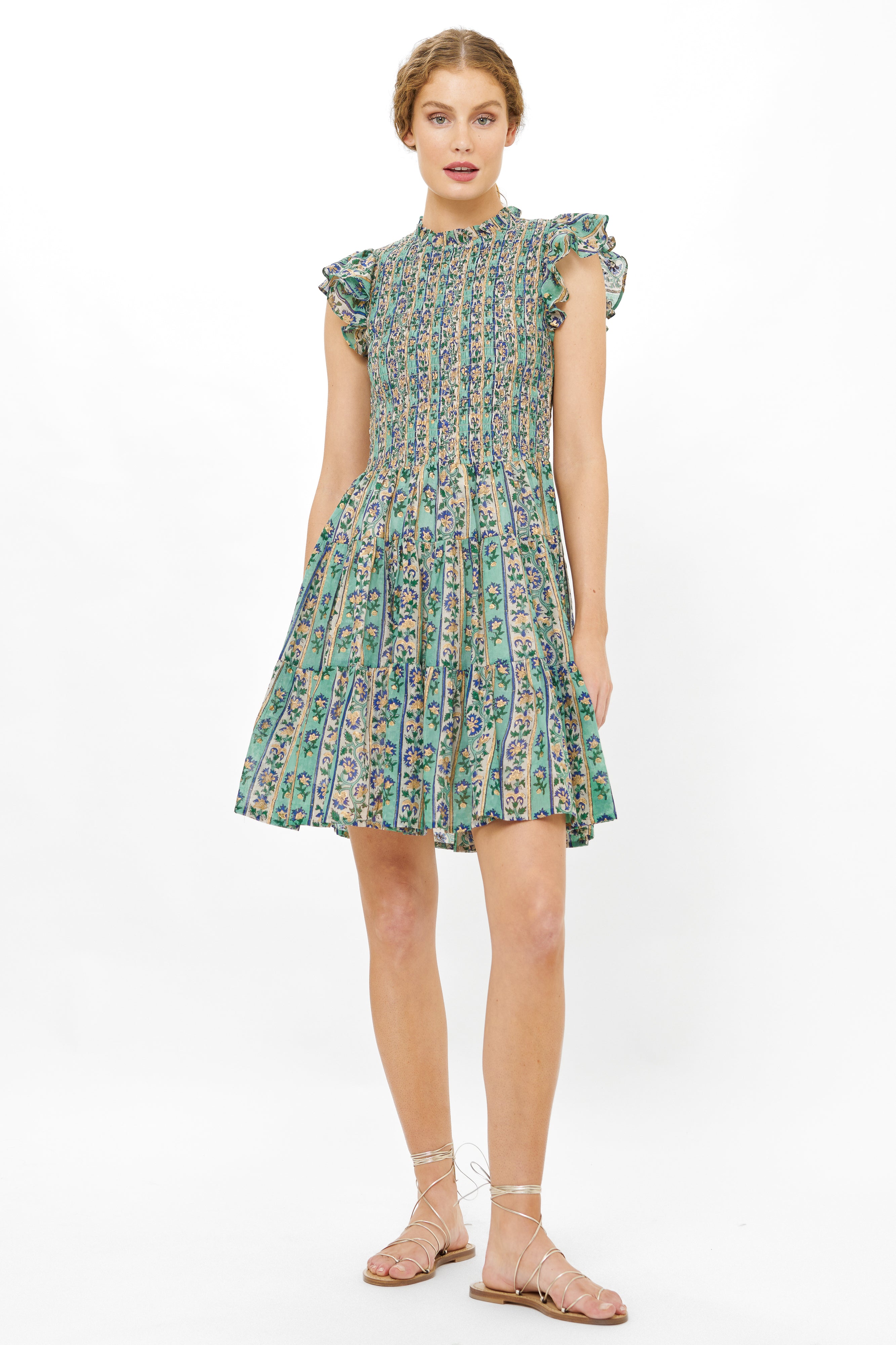 Smocked Flirty Short- Taj Aqua