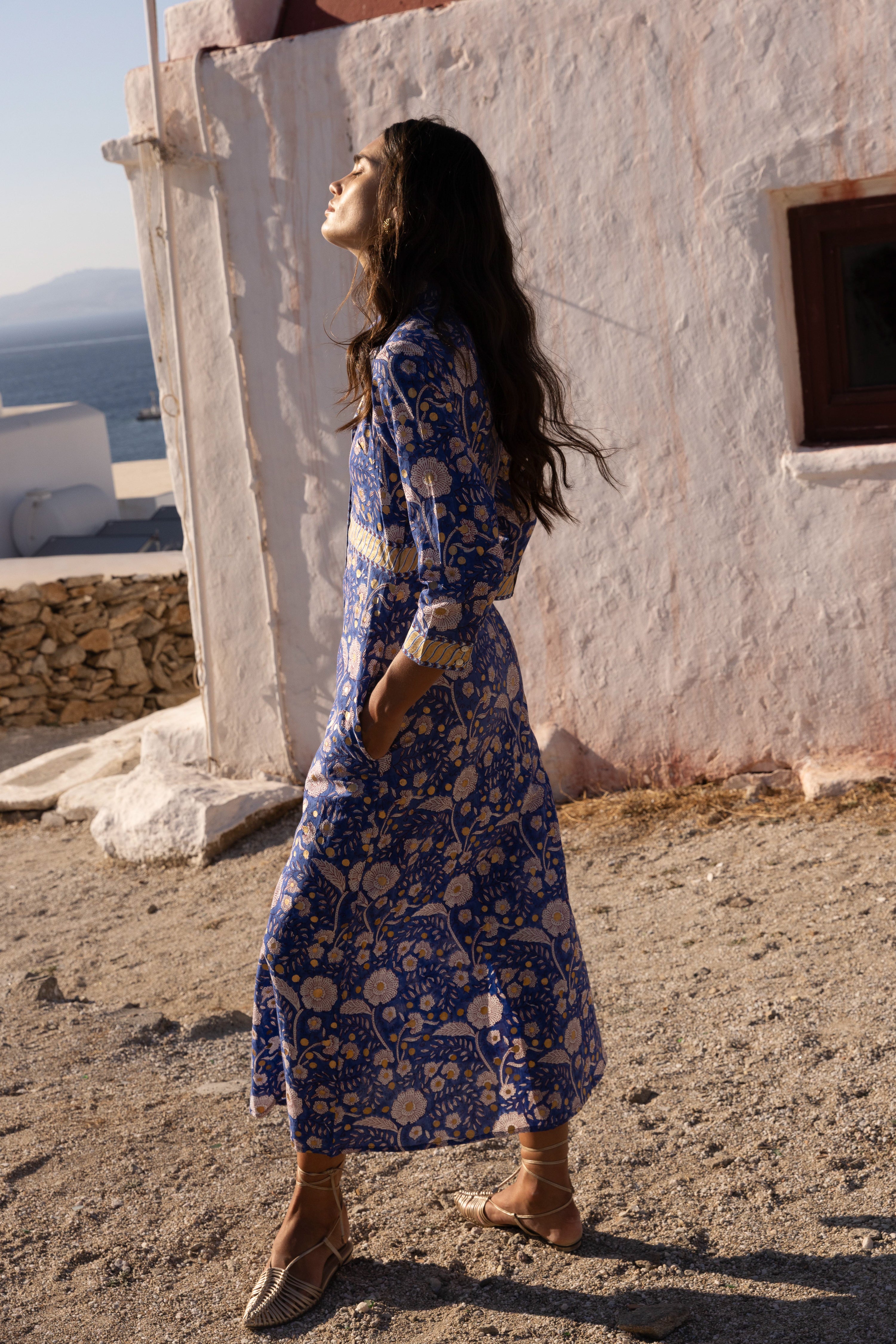Shirt Dress Maxi- Carolina Cobalt