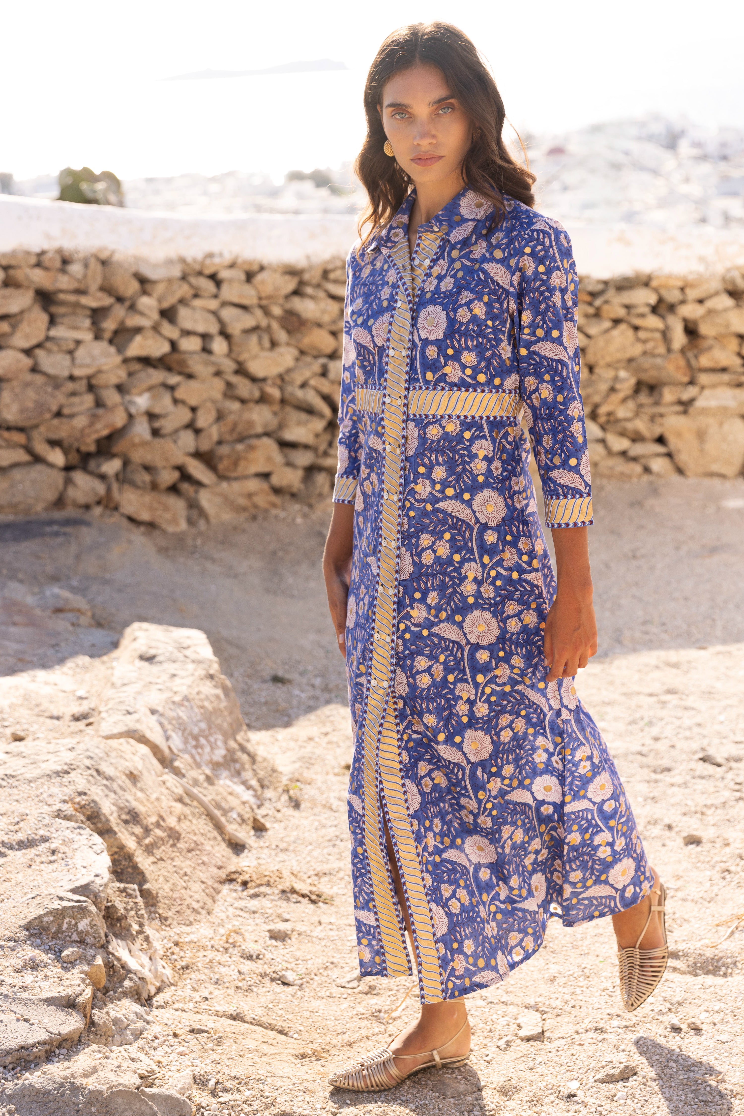 Shirt Dress Maxi- Carolina Cobalt