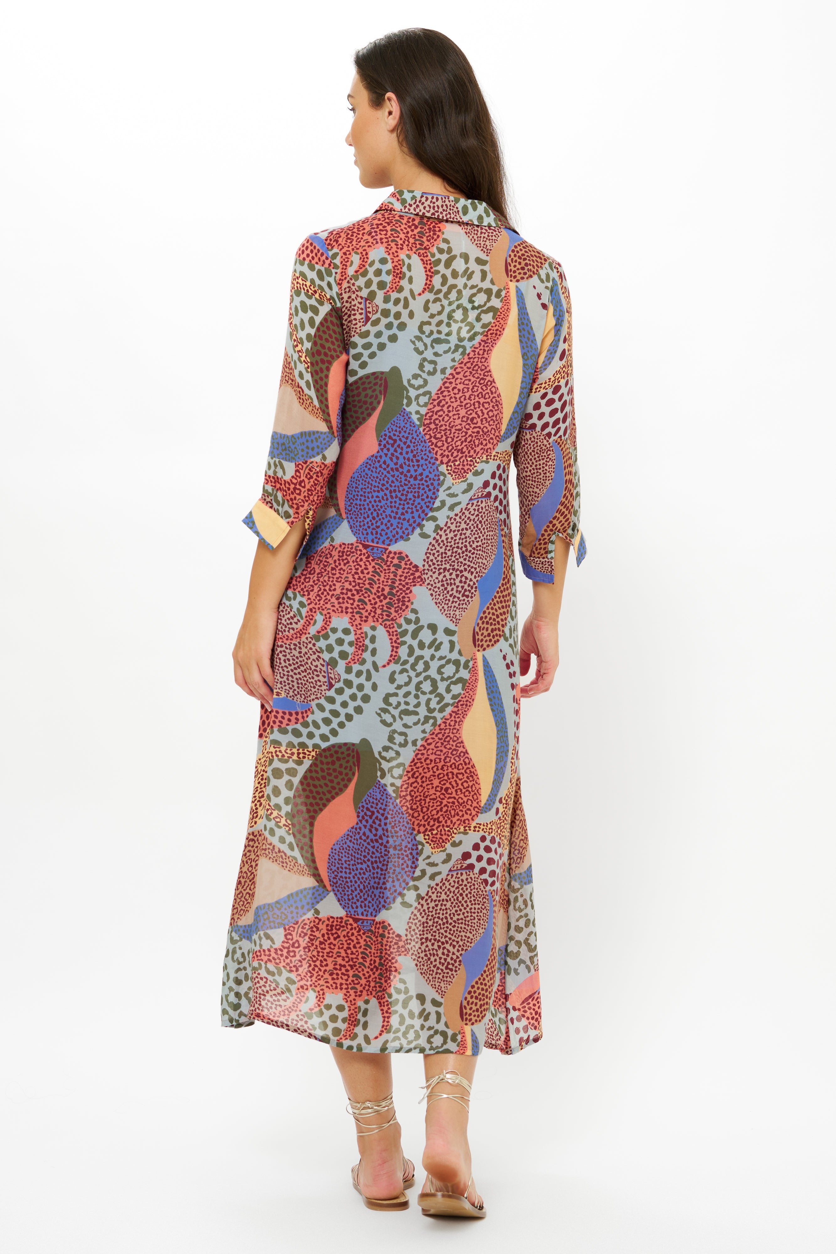 Shirt Dress Midi- Nautilus Coral