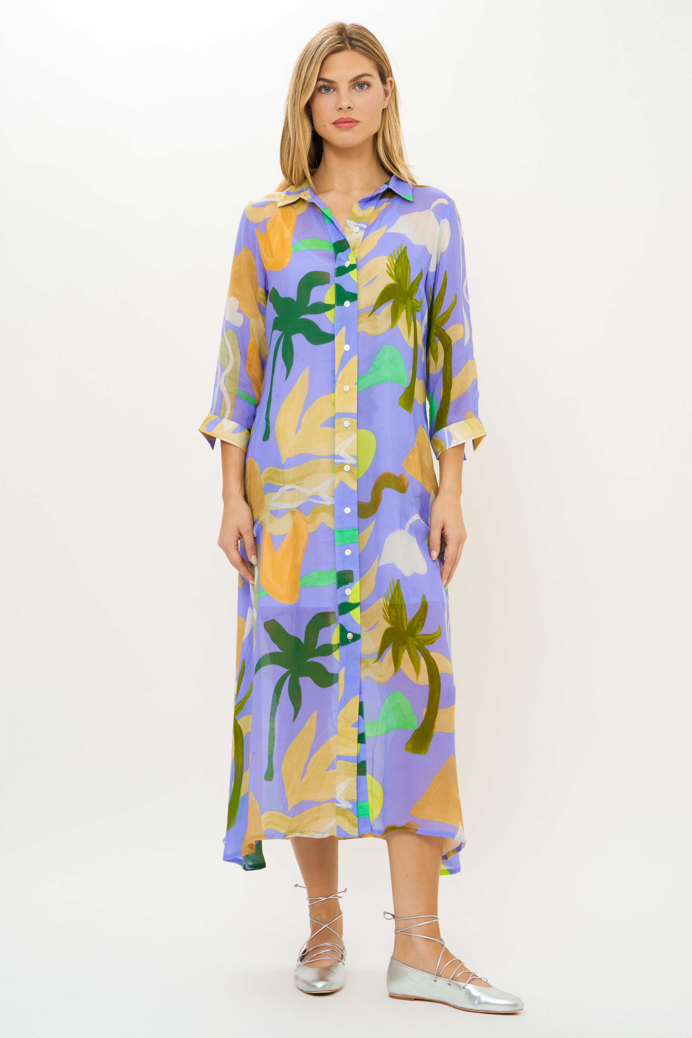 Shirt Dress Midi- Paradiso Blue