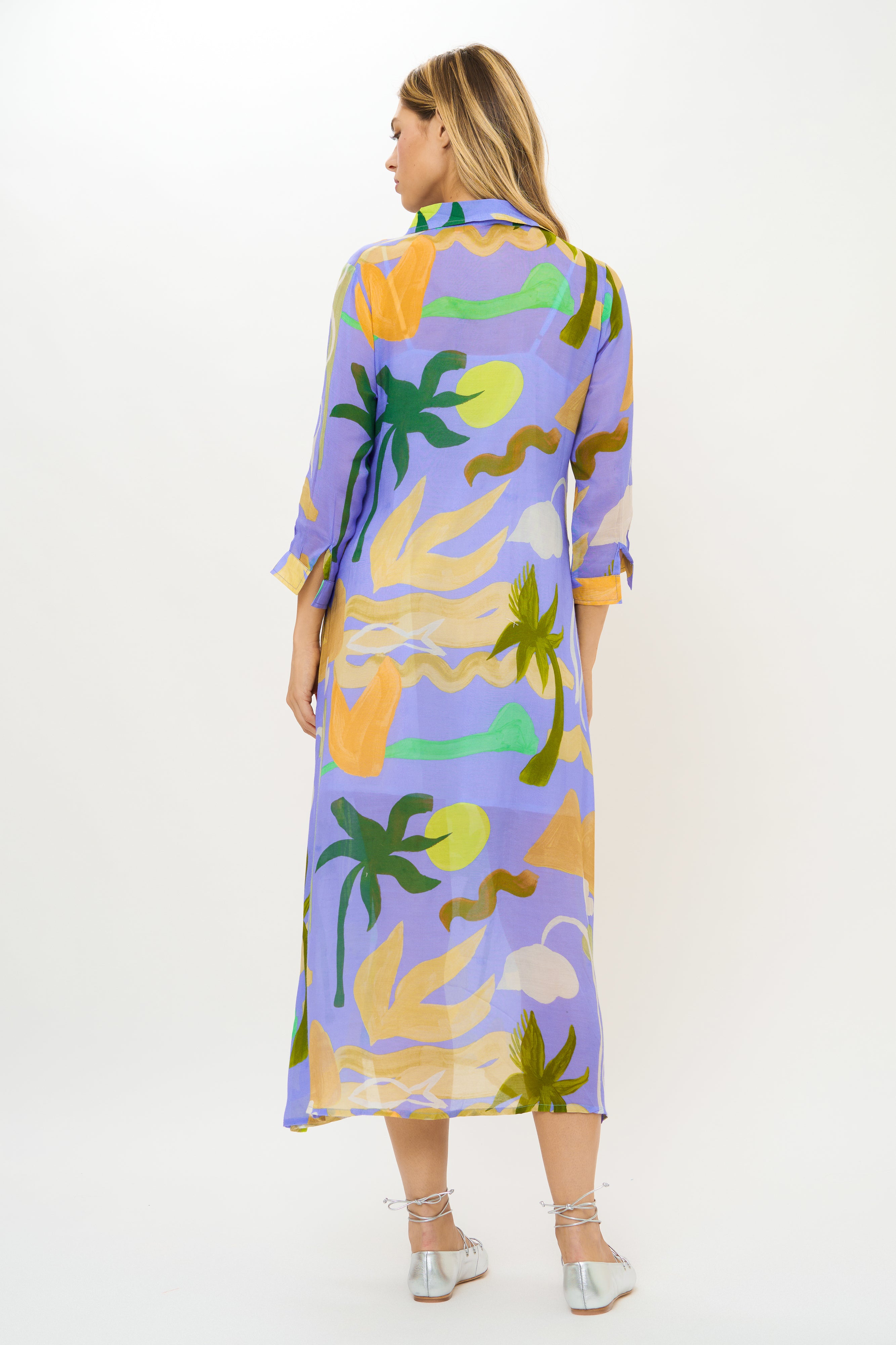 Shirt Dress Midi- Paradiso Blue