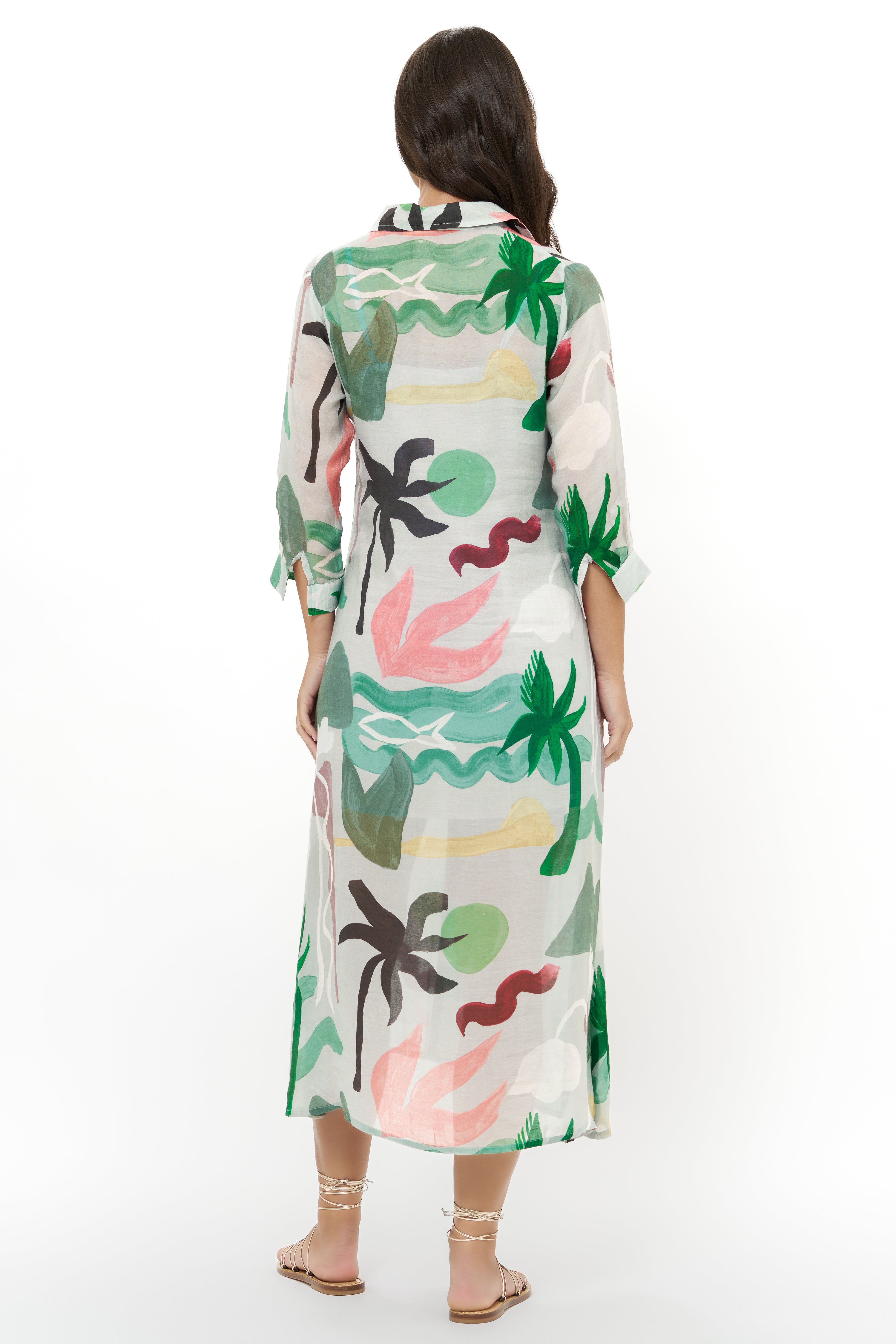 Shirt Dress Midi- Paradiso Petal